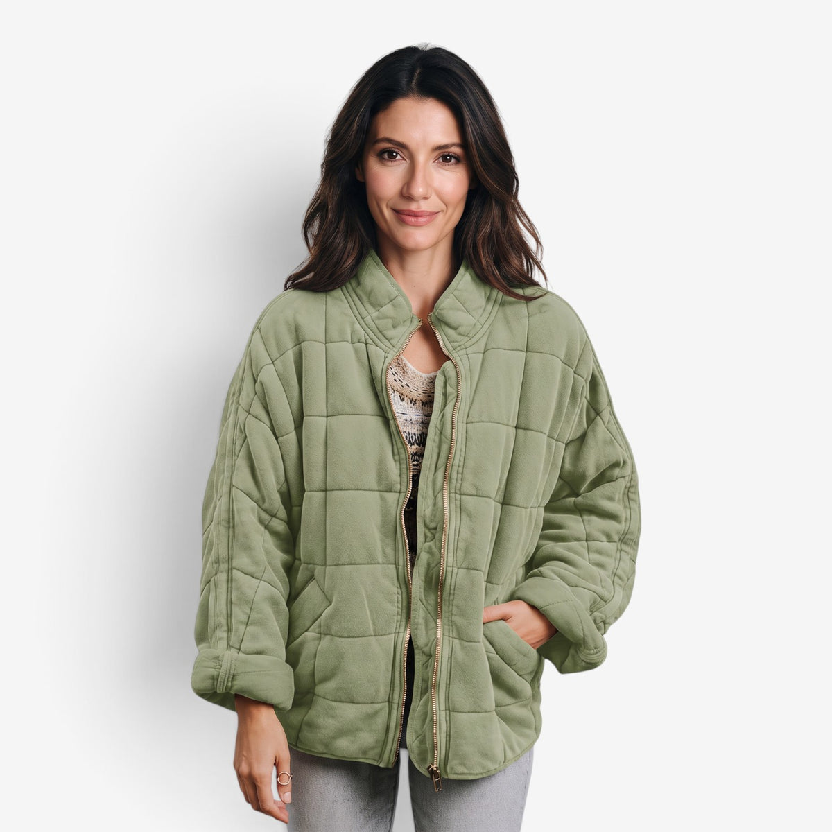 Chaqueta Acolchada con Cremallera para Mujer