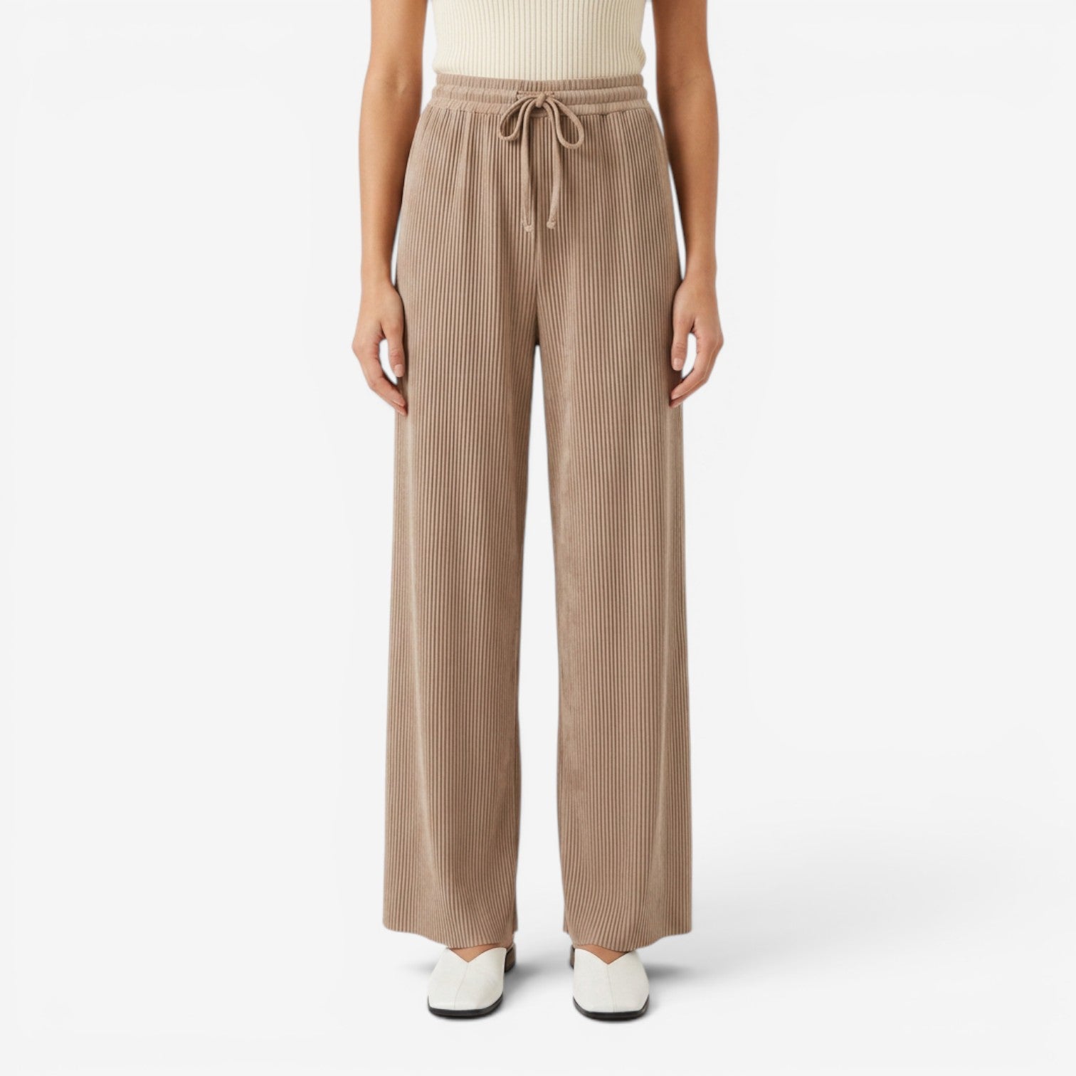 Pantalón Plisado de Pierna Ancha