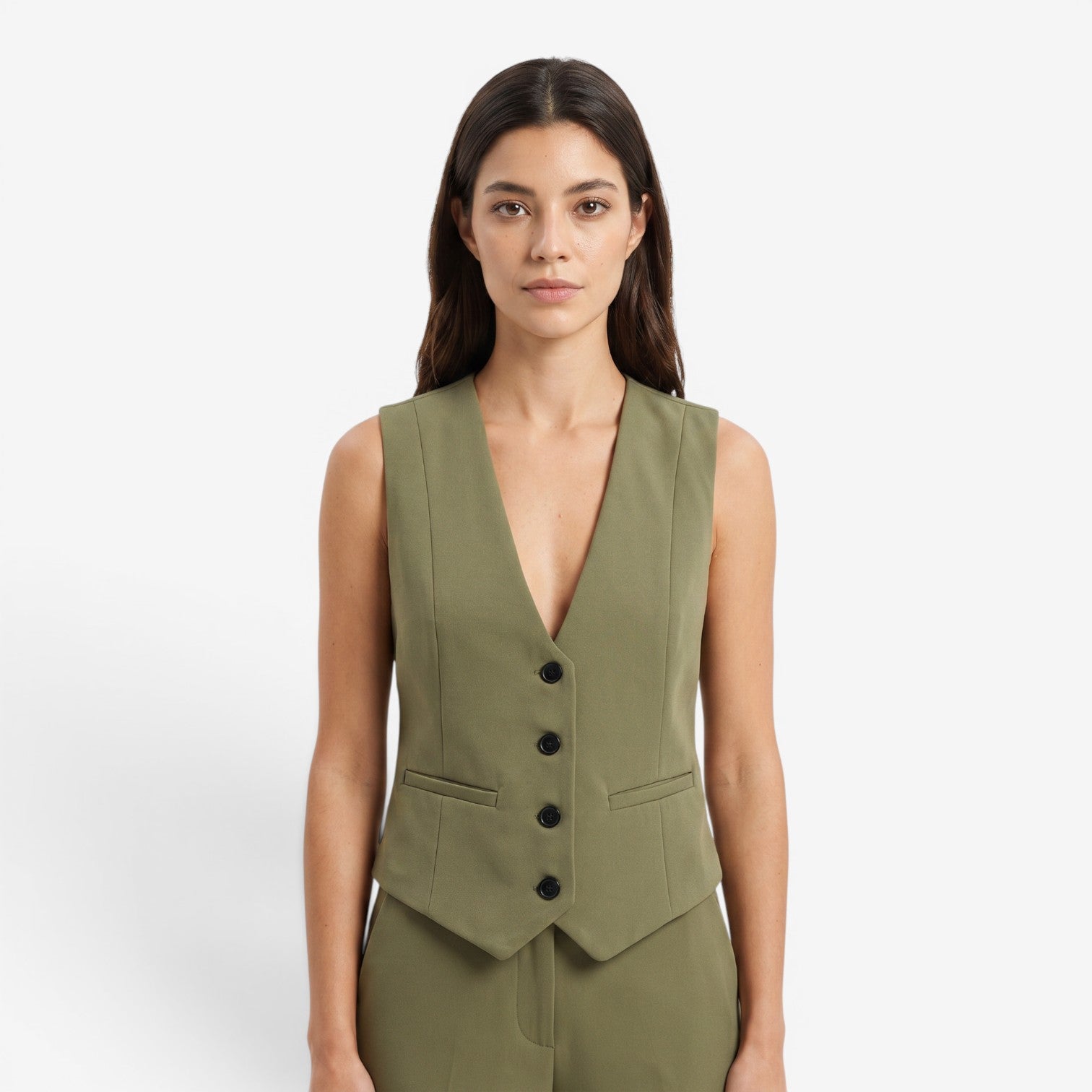 Chaleco Holgado con Botones para Mujer