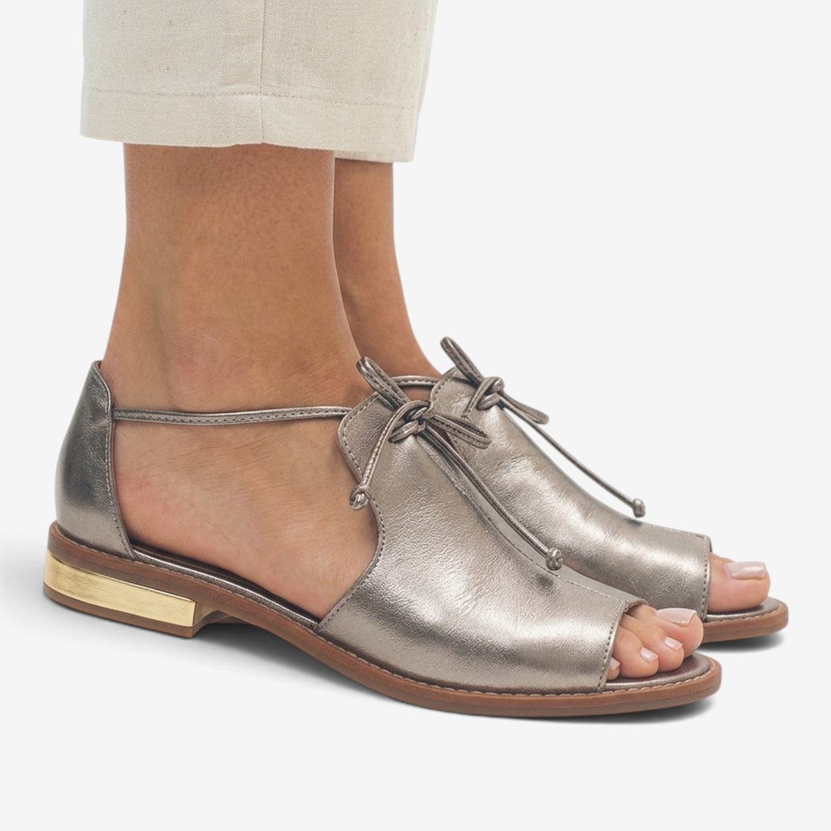 Sandalias Abiertas con Cordones para Mujer