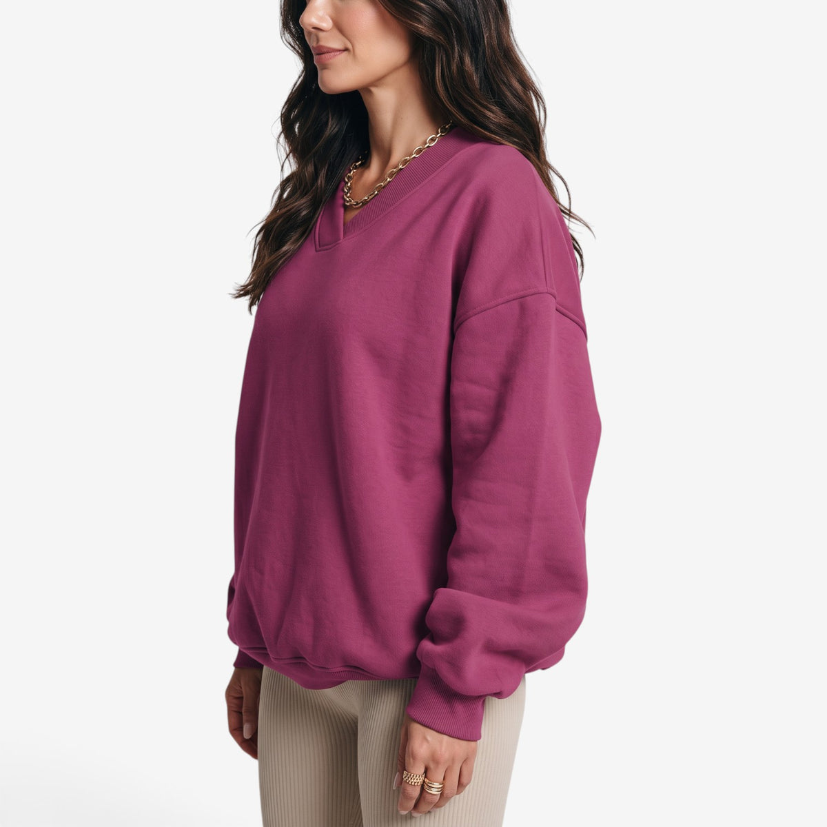 Sudadera Oversize con Cuello de Pico para Mujer