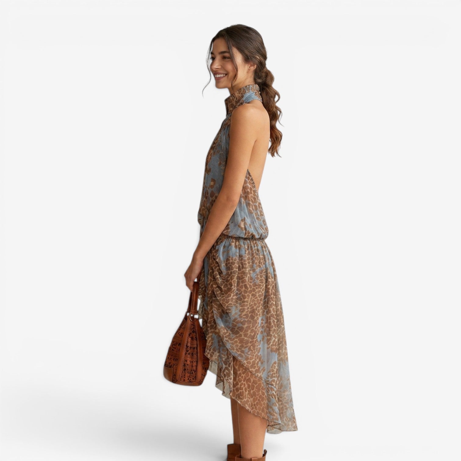 Vestido Halter con Patchwork para Mujer