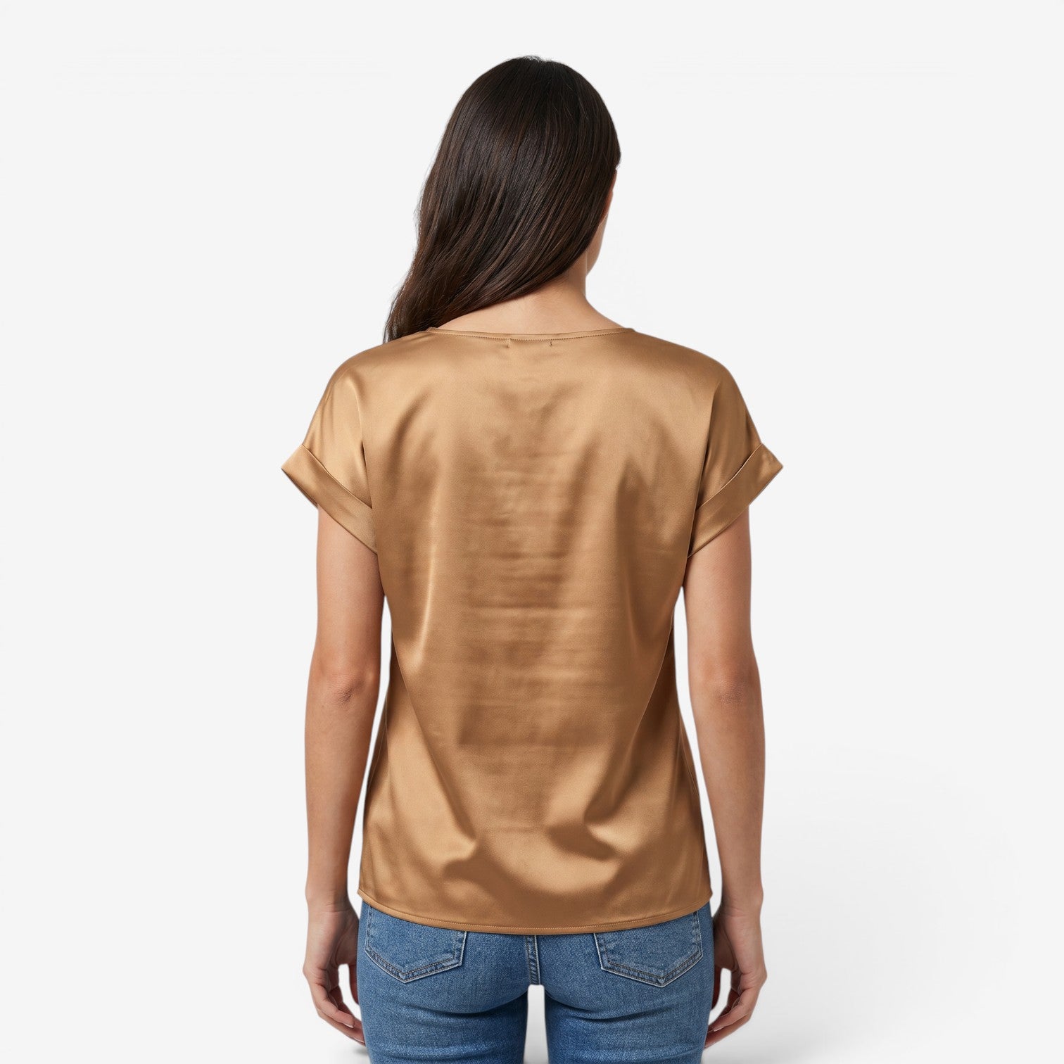 Blusa Satinada de Manga Murciélago para Mujer