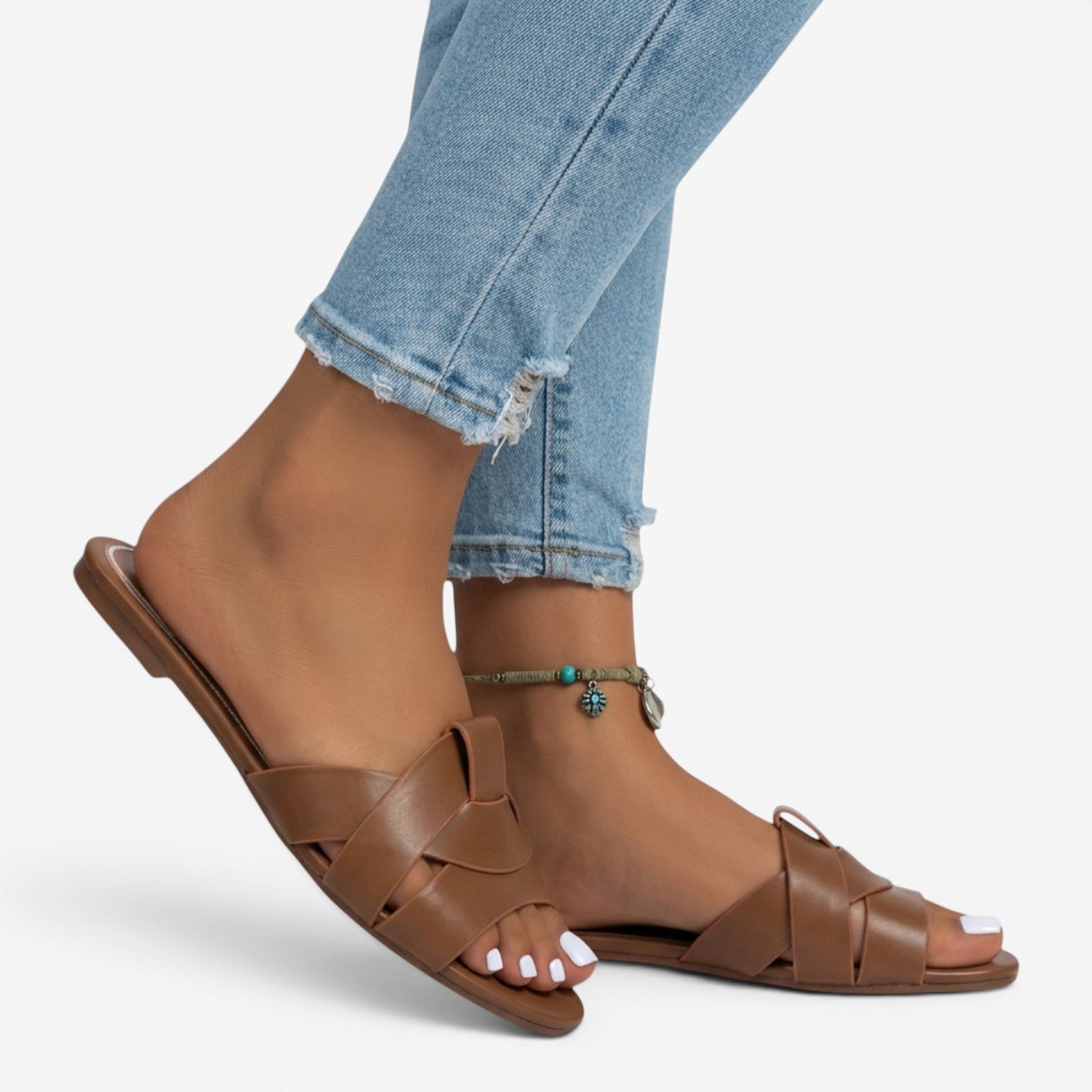 Sandalias Planas Tejidas Mujer