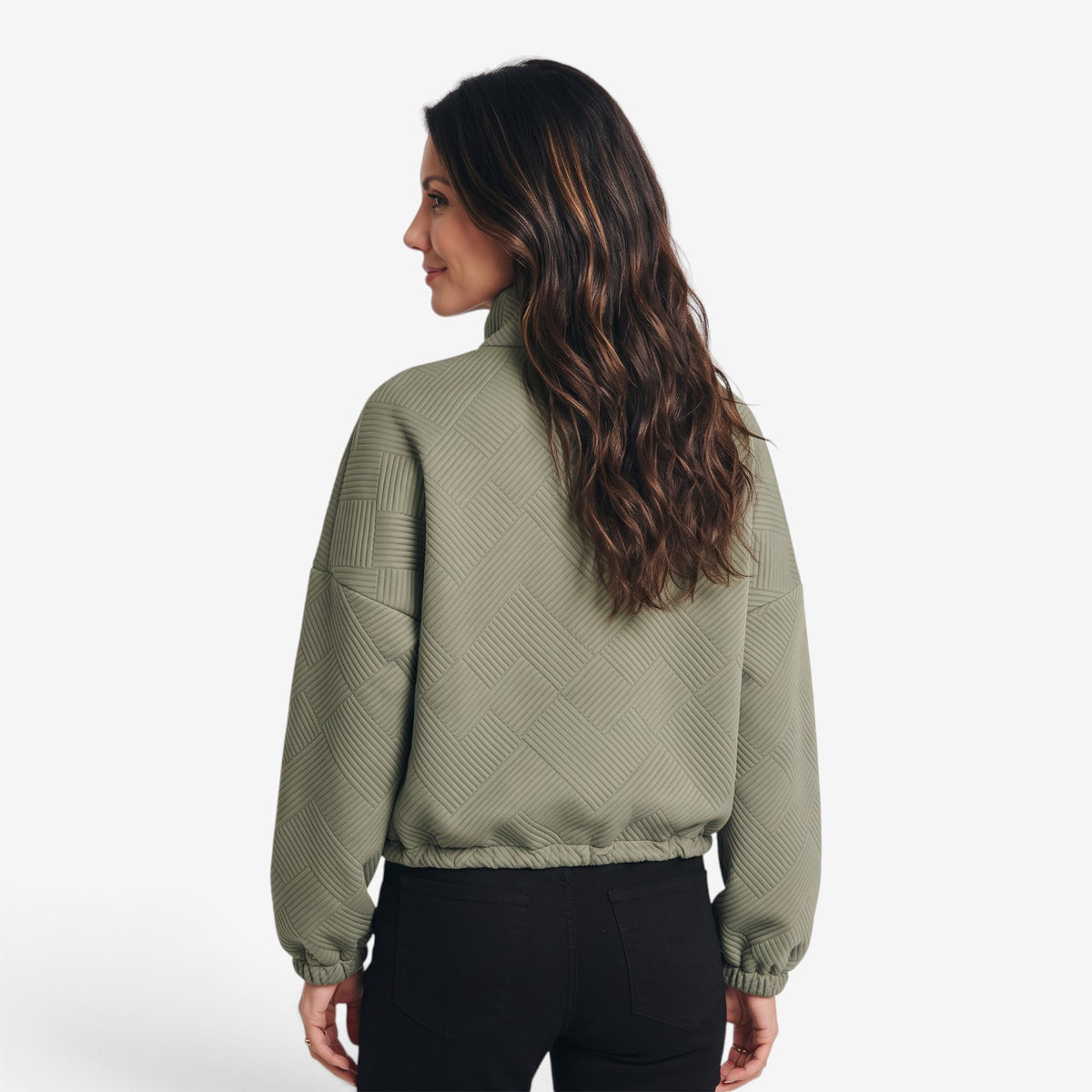 Chaqueta Texturizada con Cuello Alto para Mujer