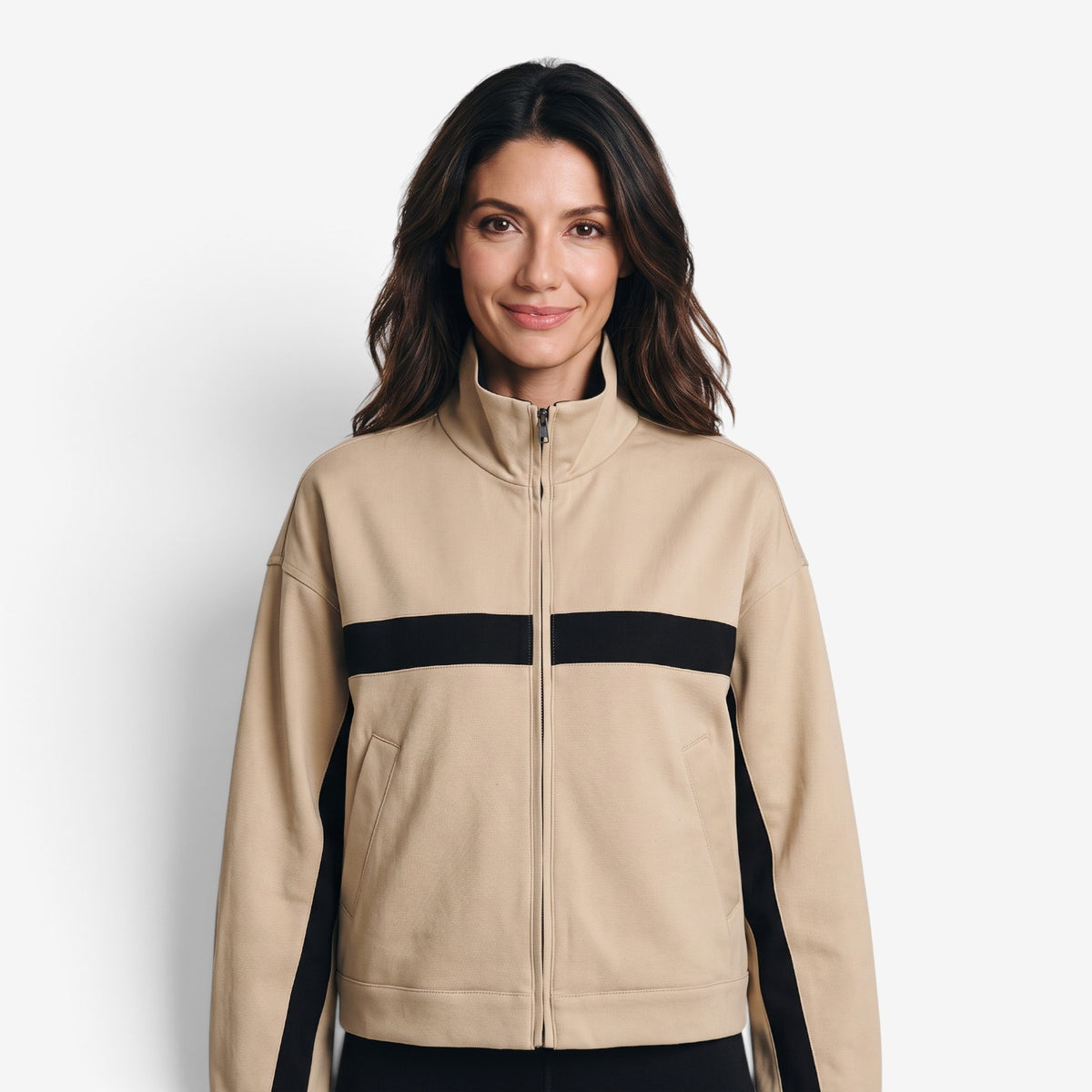 Chaqueta con Cremallera y Detalles a Contraste para Mujer