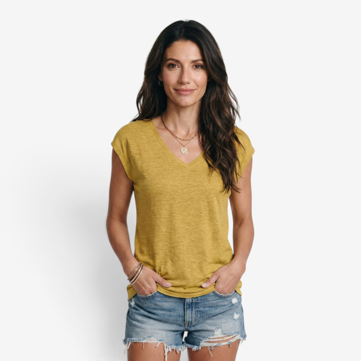 Camiseta Holgada con Cuello en V para Mujer