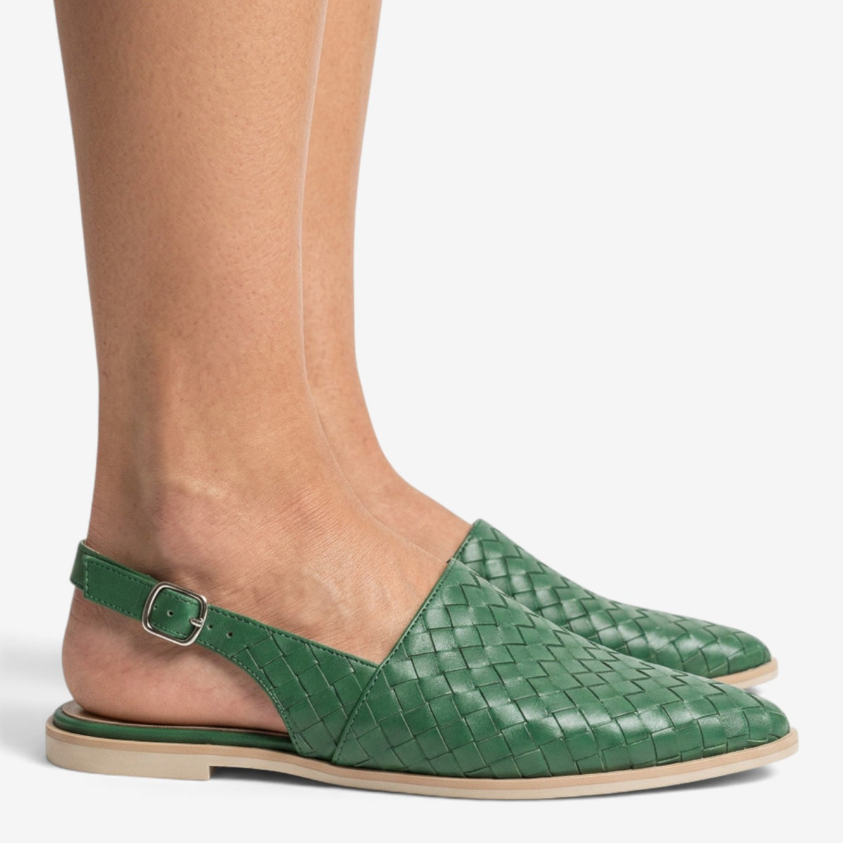 Sandalias Planas Trenzadas con Hebilla para Mujer