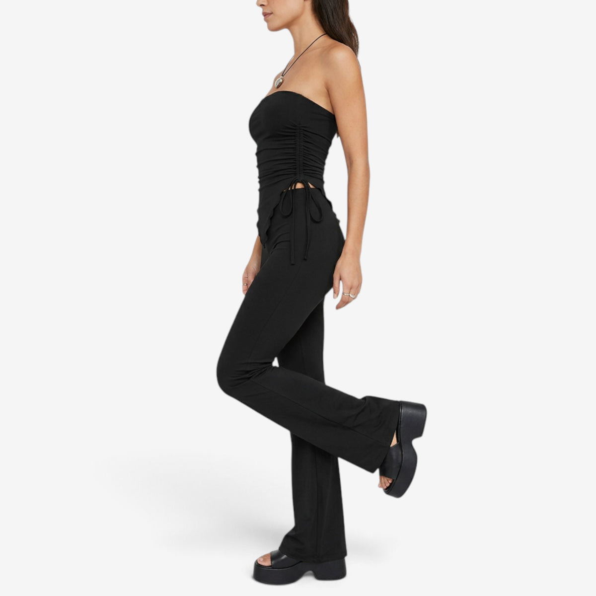 Conjunto Bandeau con Pantalón Acampanado para Mujer