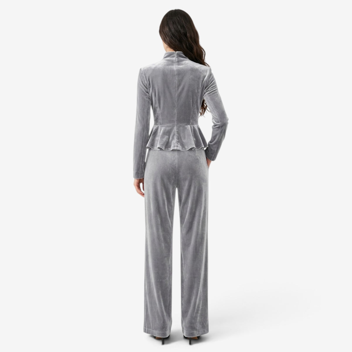 Conjunto de Terciopelo con Top Peplum para Mujer
