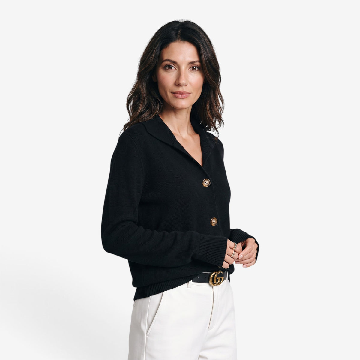 Cárdigan de Punto con Cuello Alto para Mujer