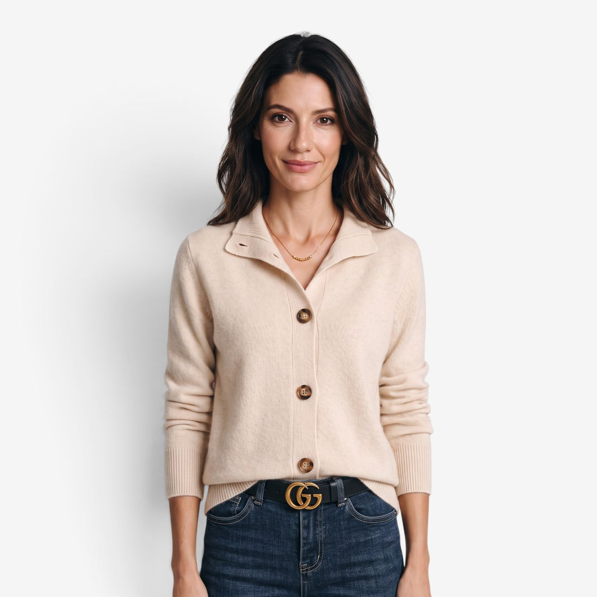 Cárdigan de Punto con Cuello Alto para Mujer