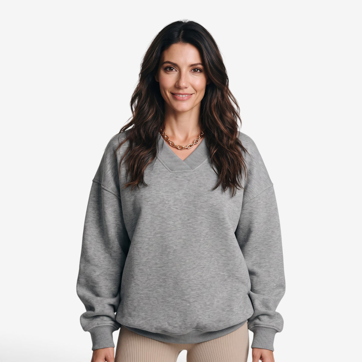 Sudadera Oversize con Cuello de Pico para Mujer