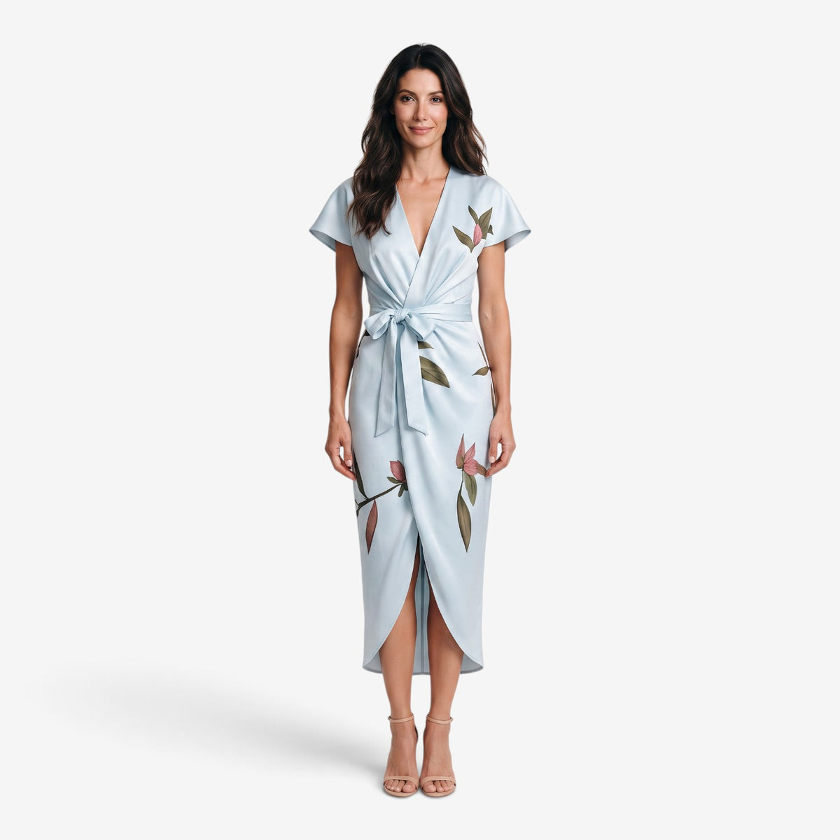 Vestido Midi Cruzado con Estampado Floral para Mujer