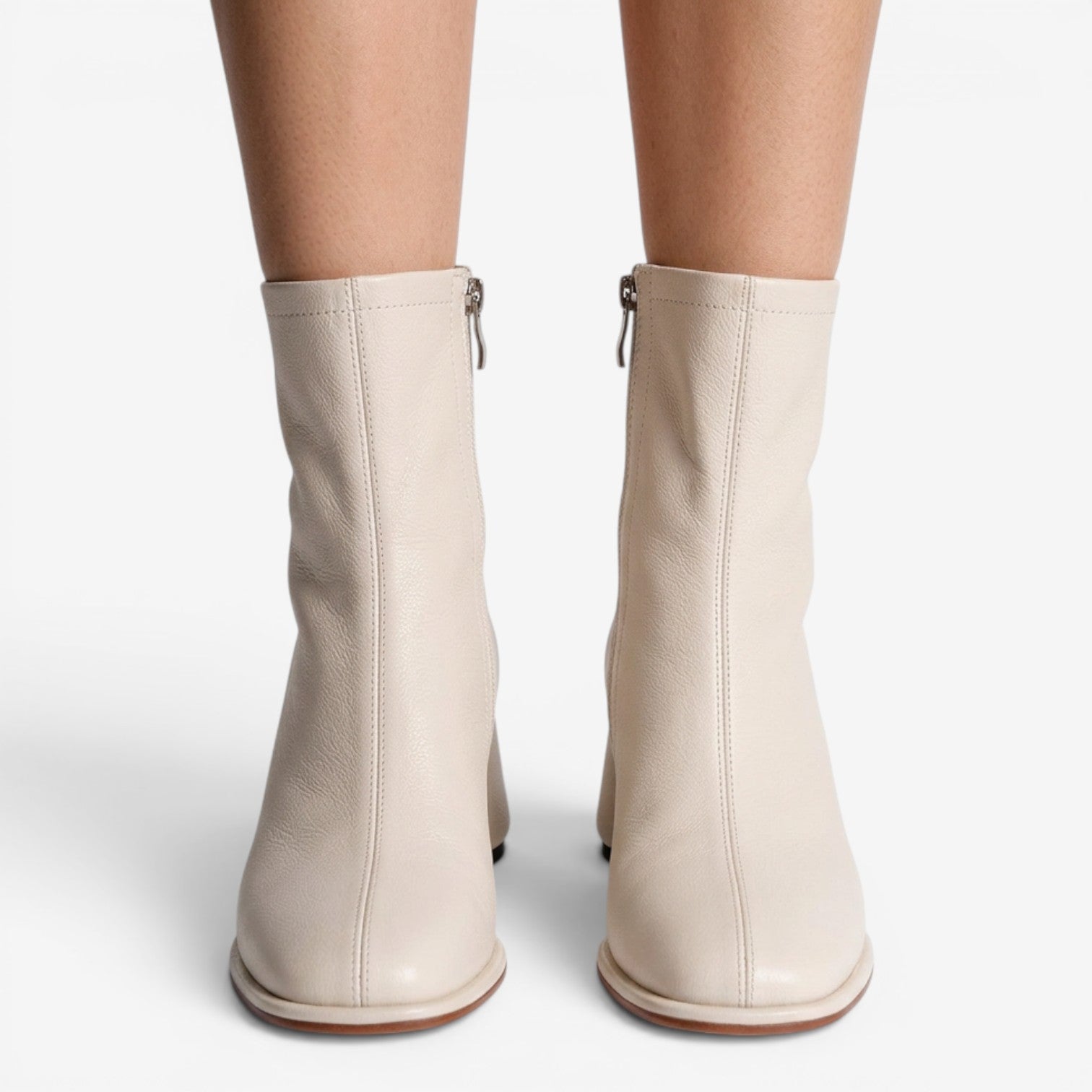 Botines de Piel con Tacón Medio