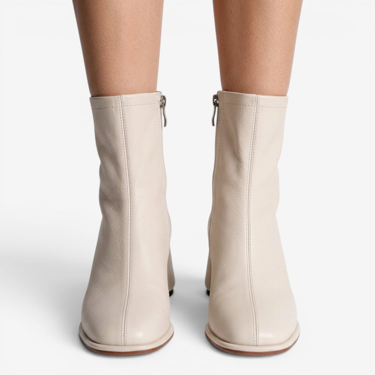 Botines de Piel con Tacón Medio