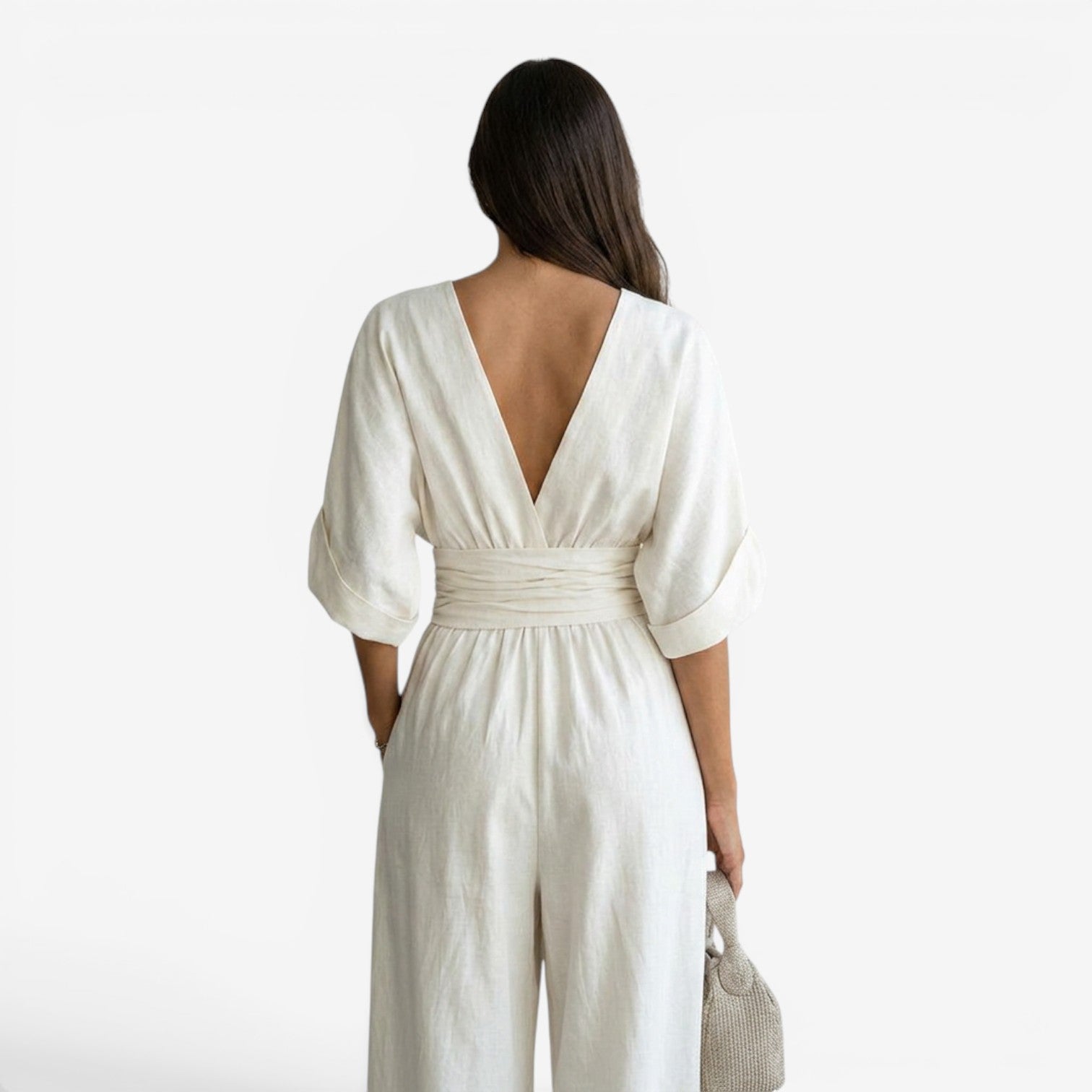 Mono de Lino con Cuello en V para Mujer