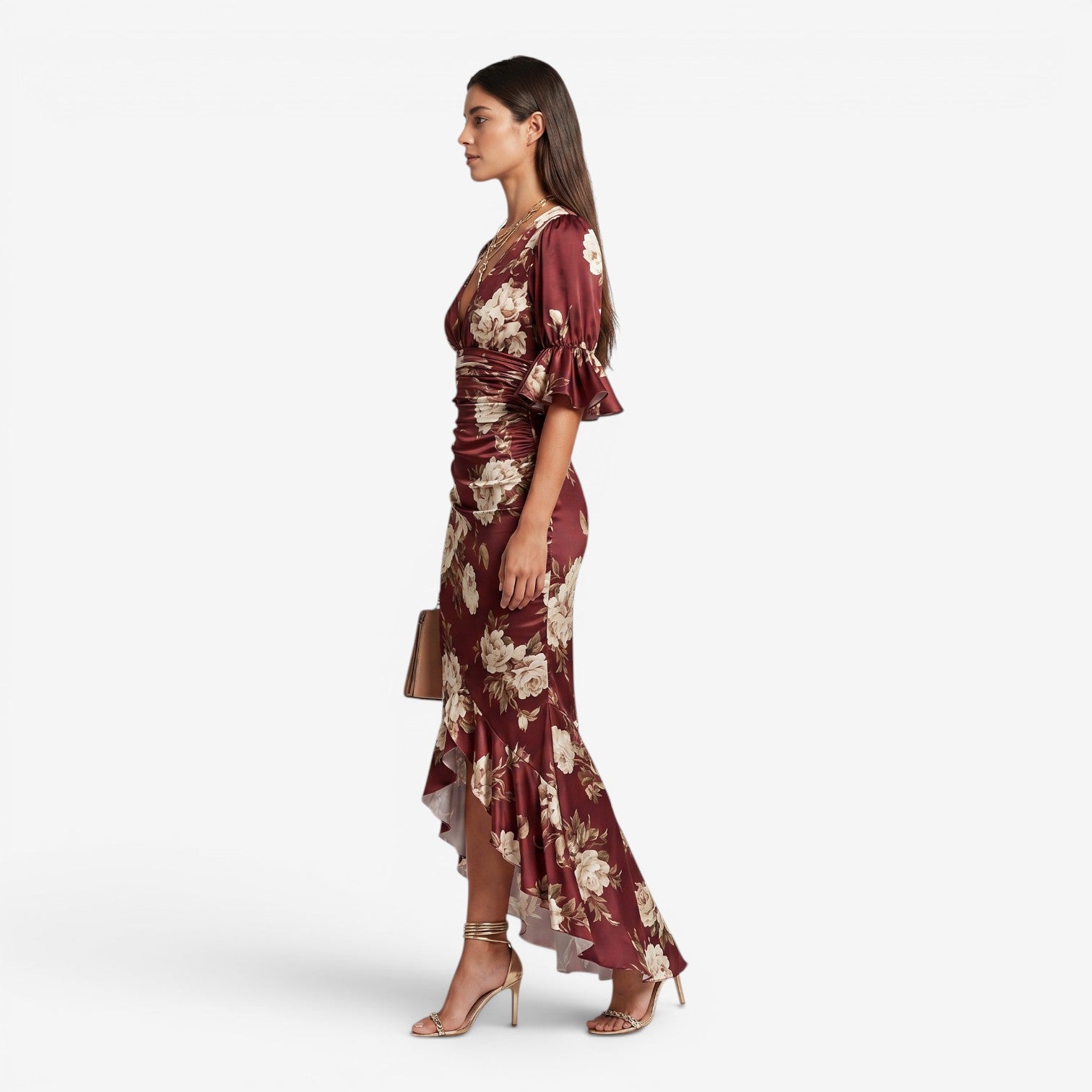 Vestido Largo de Manga Acampanada para Mujer