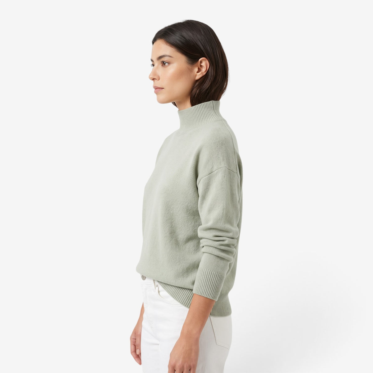 Jersey de Punto Liso con Cuello Alto para Mujer
