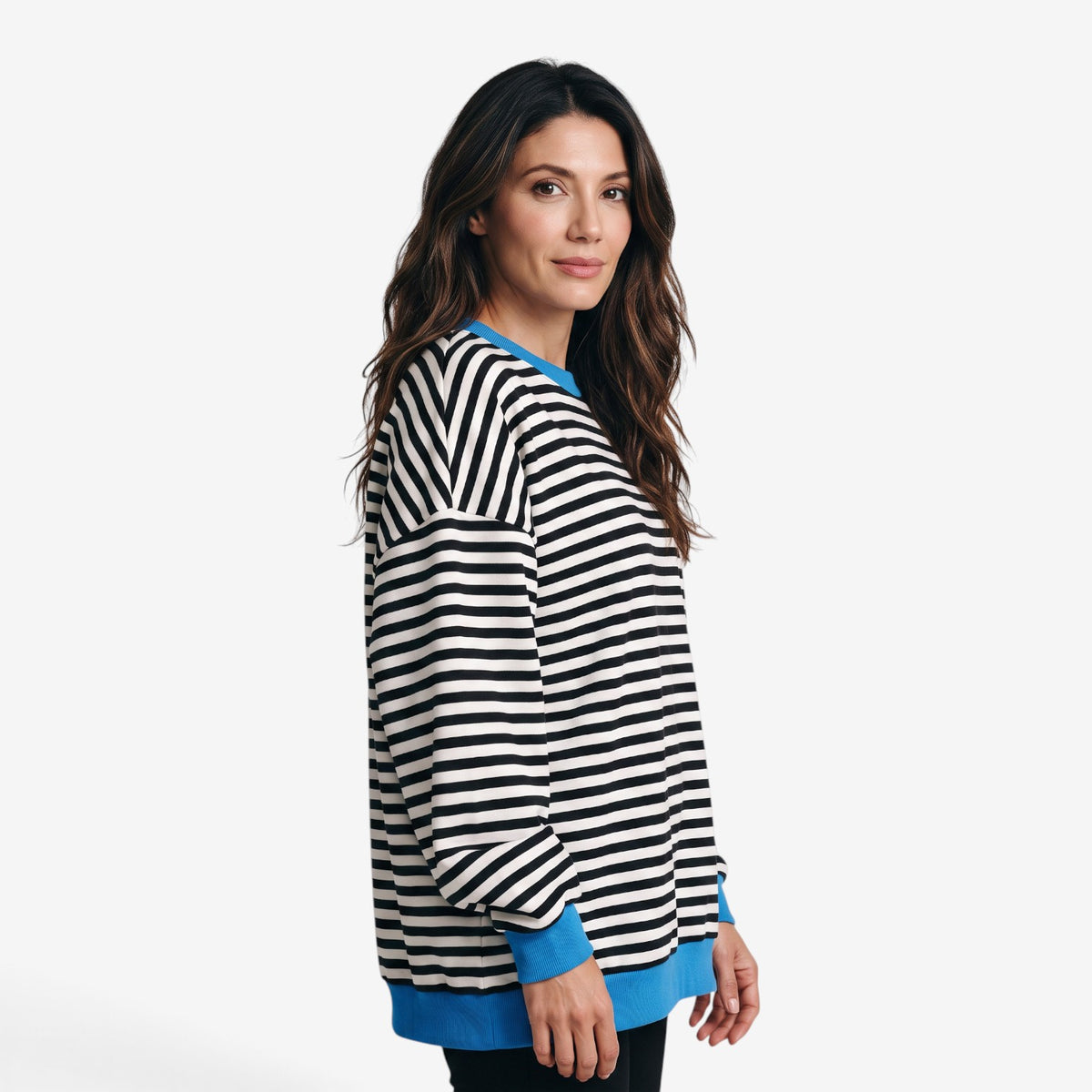 Sudadera a Rayas con Detalles en Contraste para Mujer