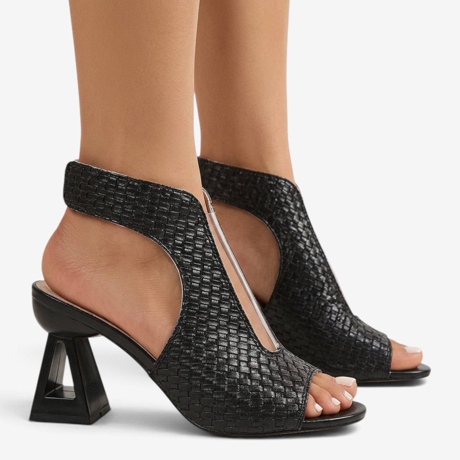 Sandalias Metalizadas con Tacón Geométrico para Mujer