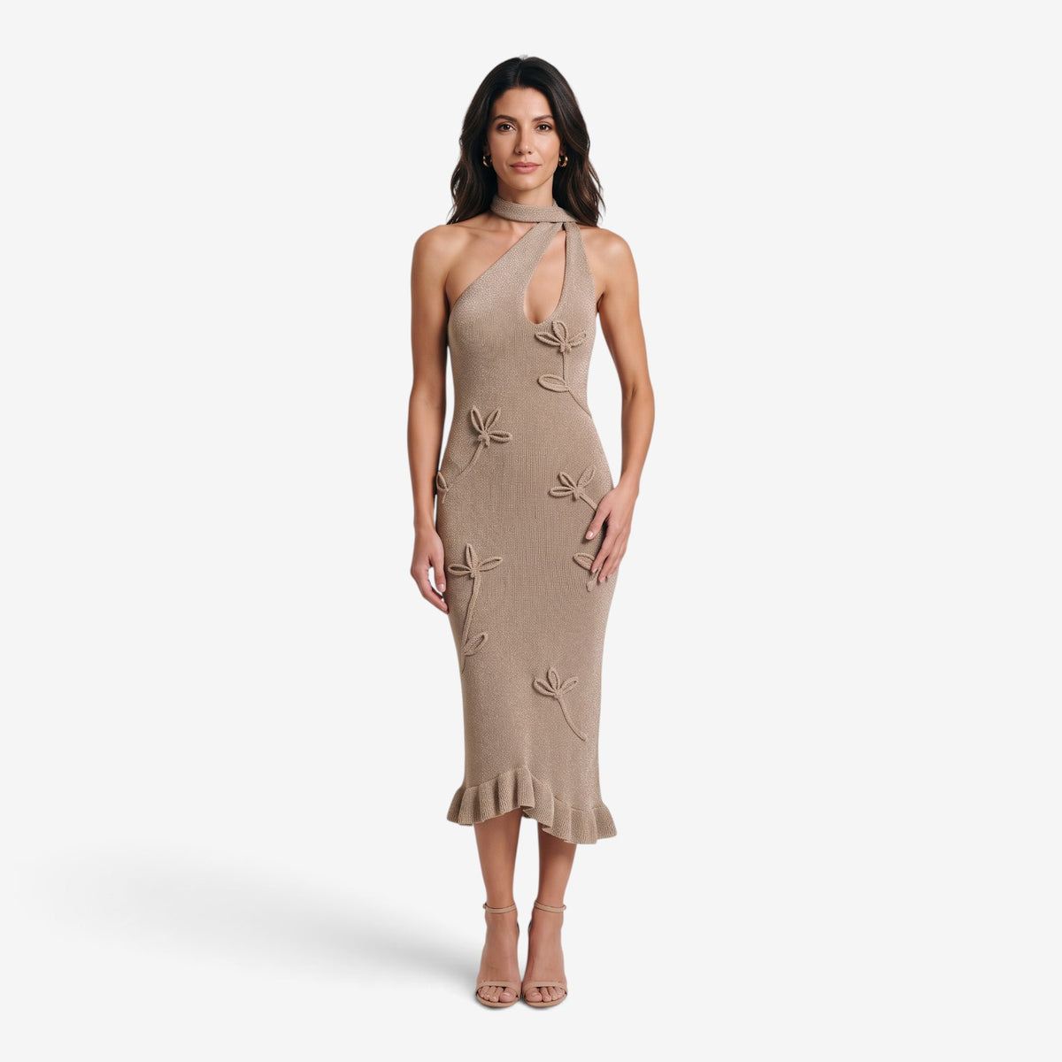 Vestido Largo de Punto con Volantes para Mujer