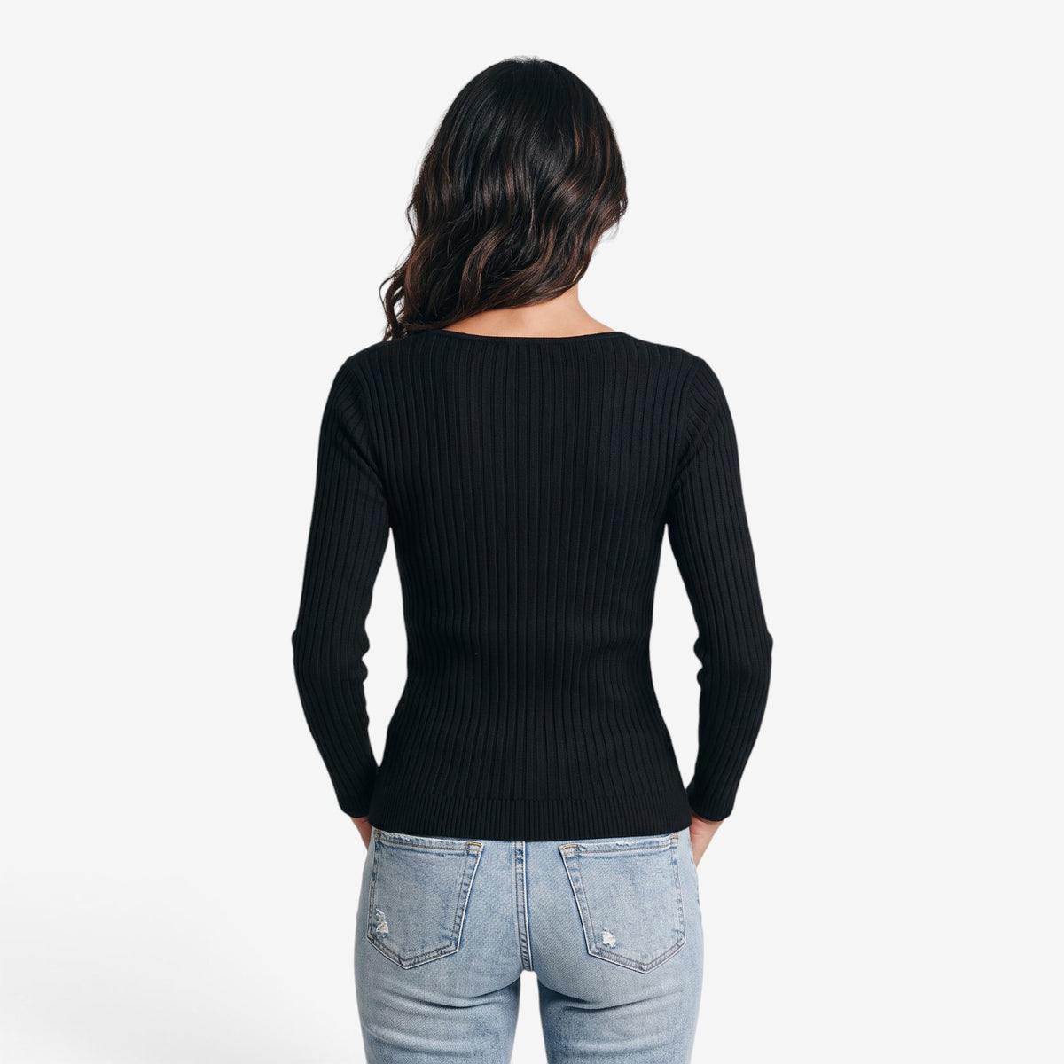 Jersey de Punto con Nudo y Cuello en V para Mujer