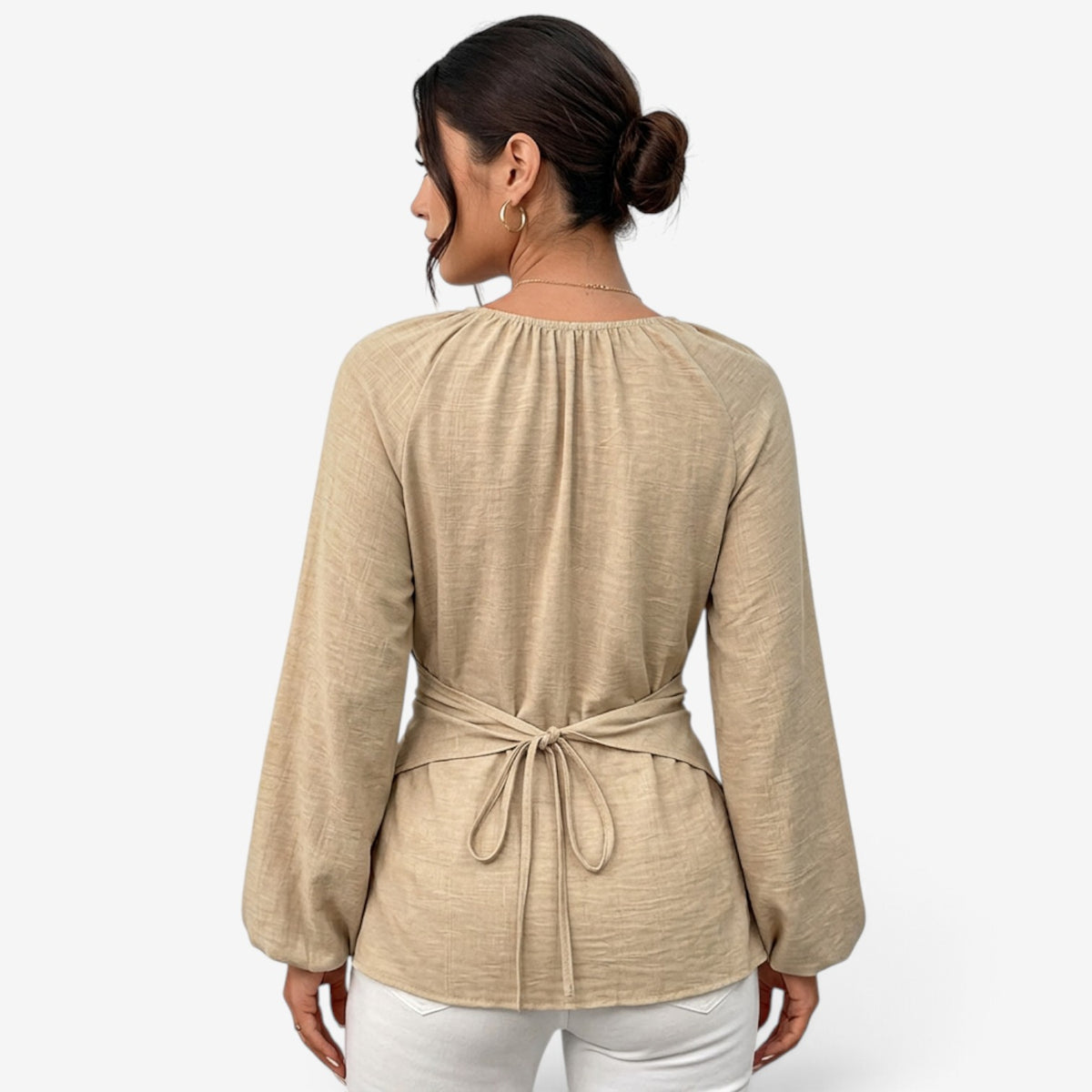 Blusa Cruzada con Bajo Asimétrico para Mujer