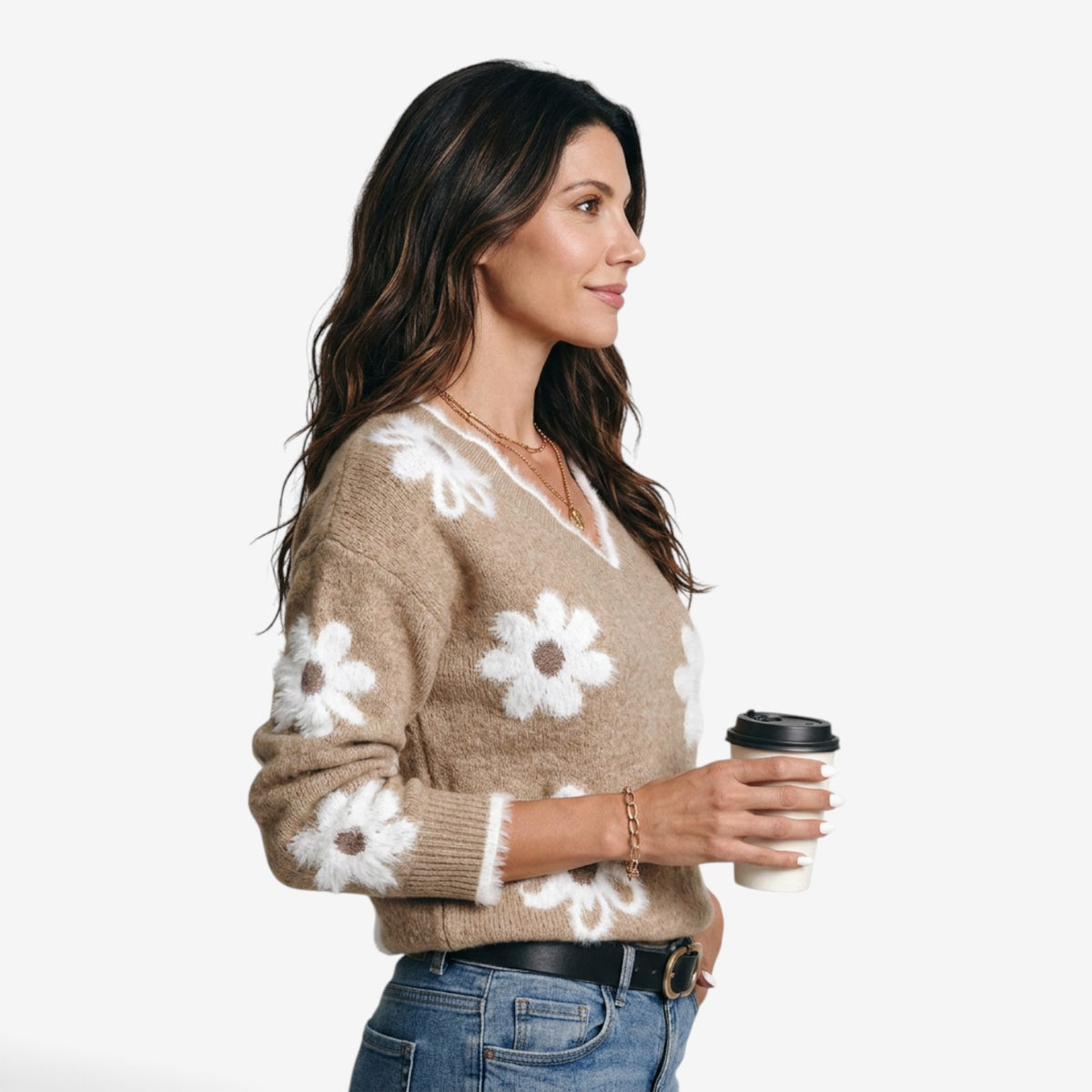 Jersey Floral de Punto para Mujer