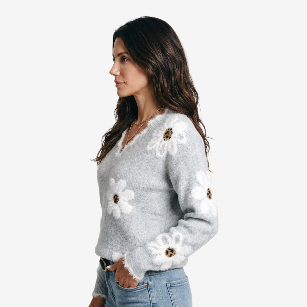 Jersey Floral de Punto para Mujer