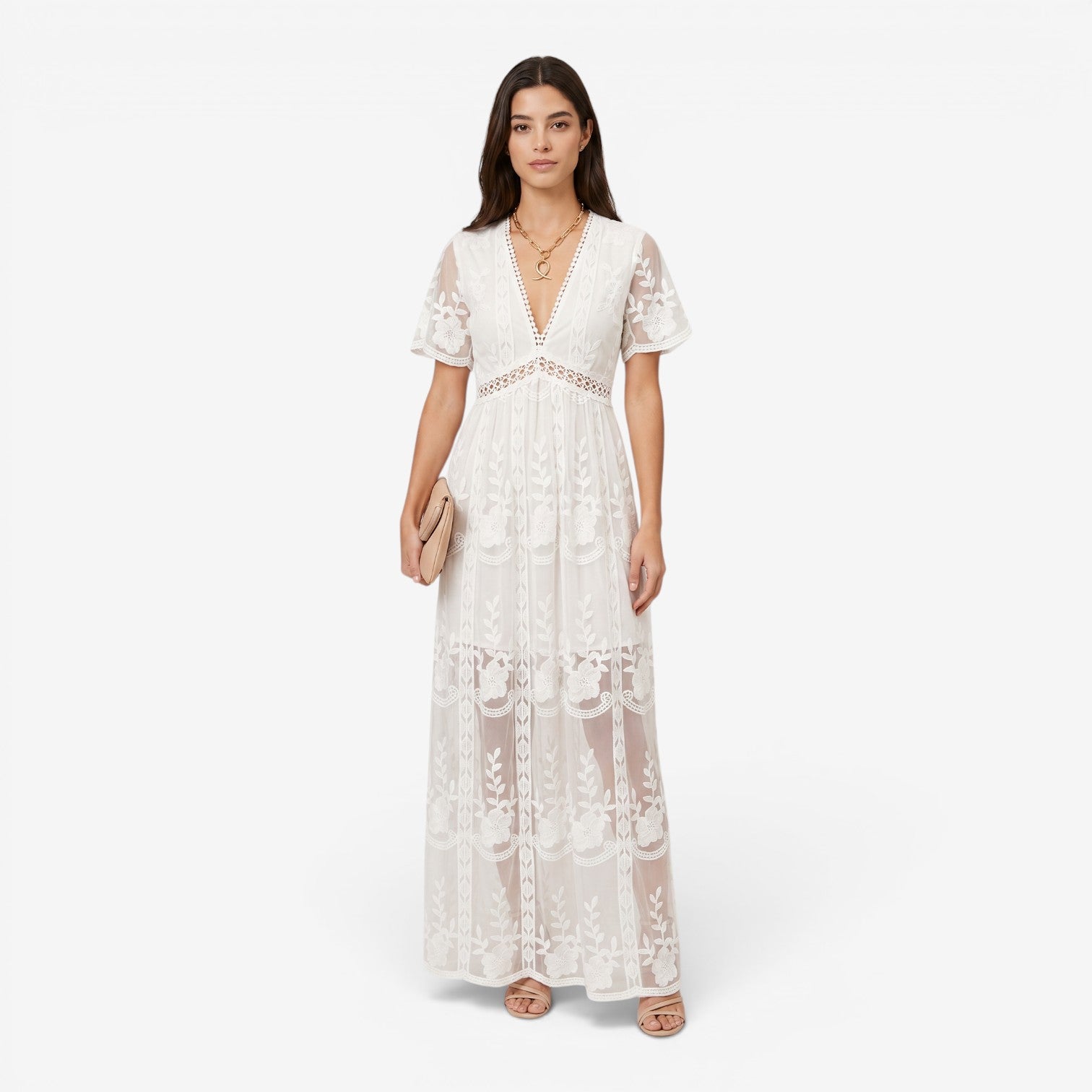 Vestido de Chifón con Encaje