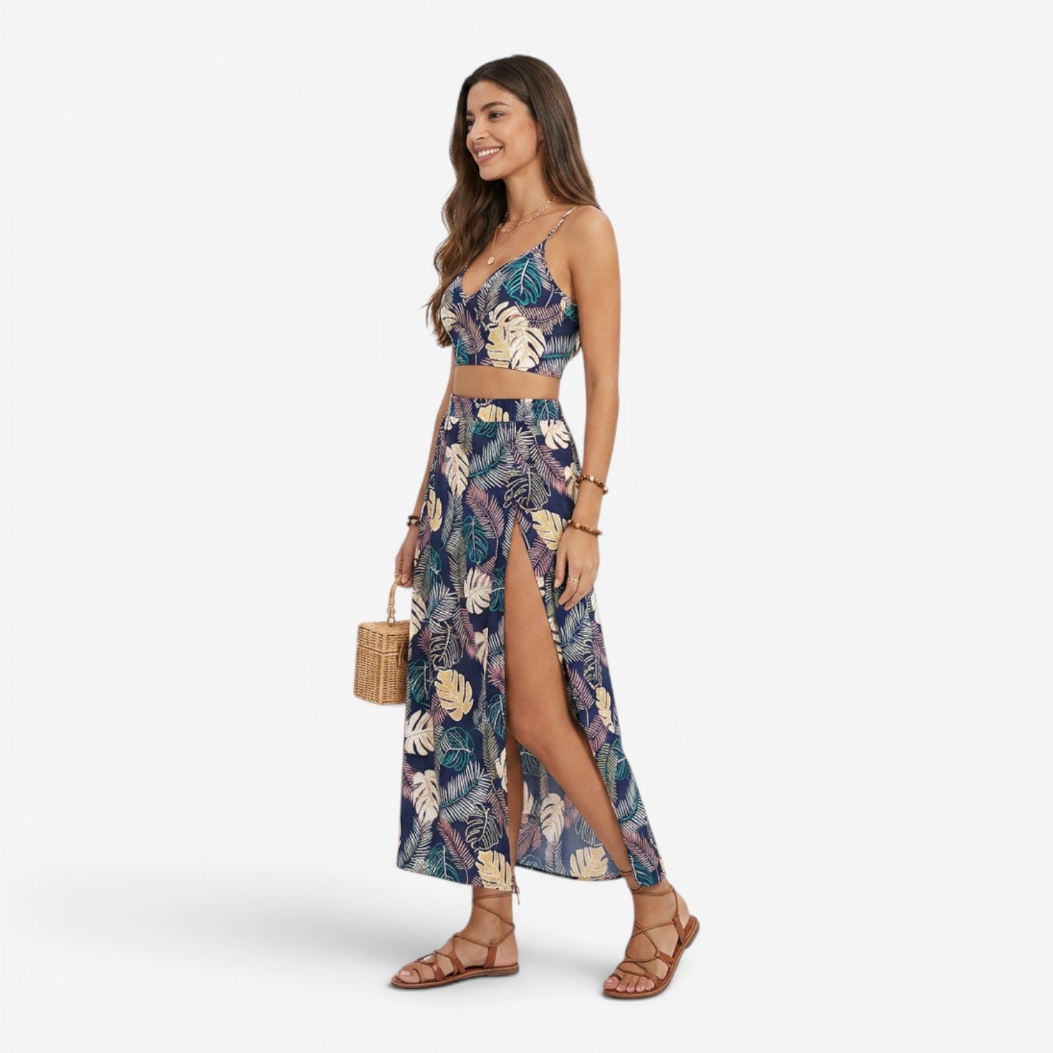 Conjunto Top y Falda con Abertura para Mujer