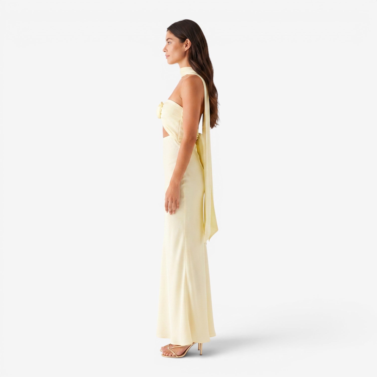 Vestido Maxi Bandeau con Flores 3D