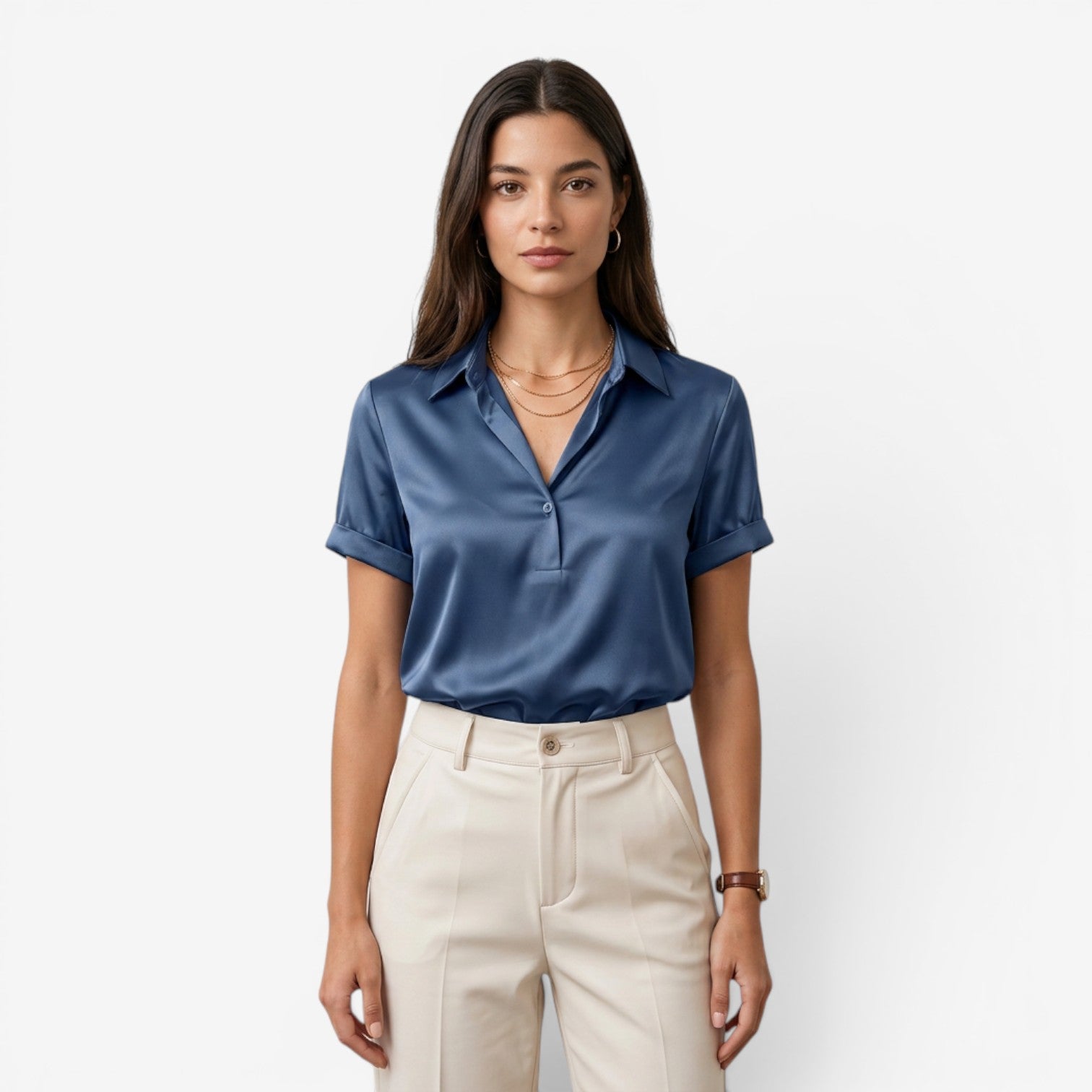 Blusa de Satén con Botones