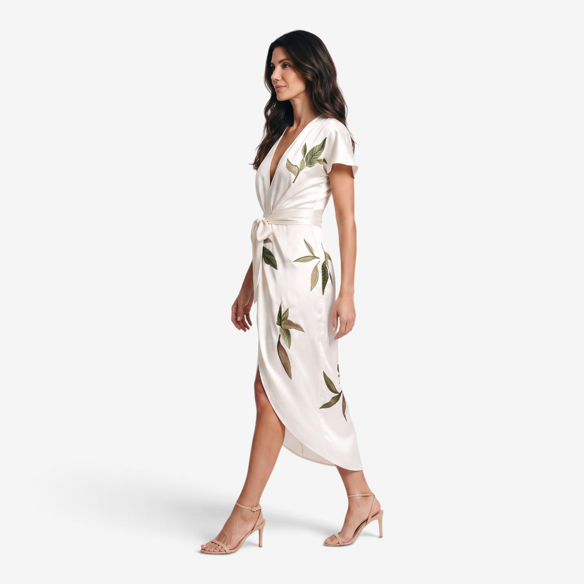 Vestido Midi Cruzado con Estampado Floral para Mujer