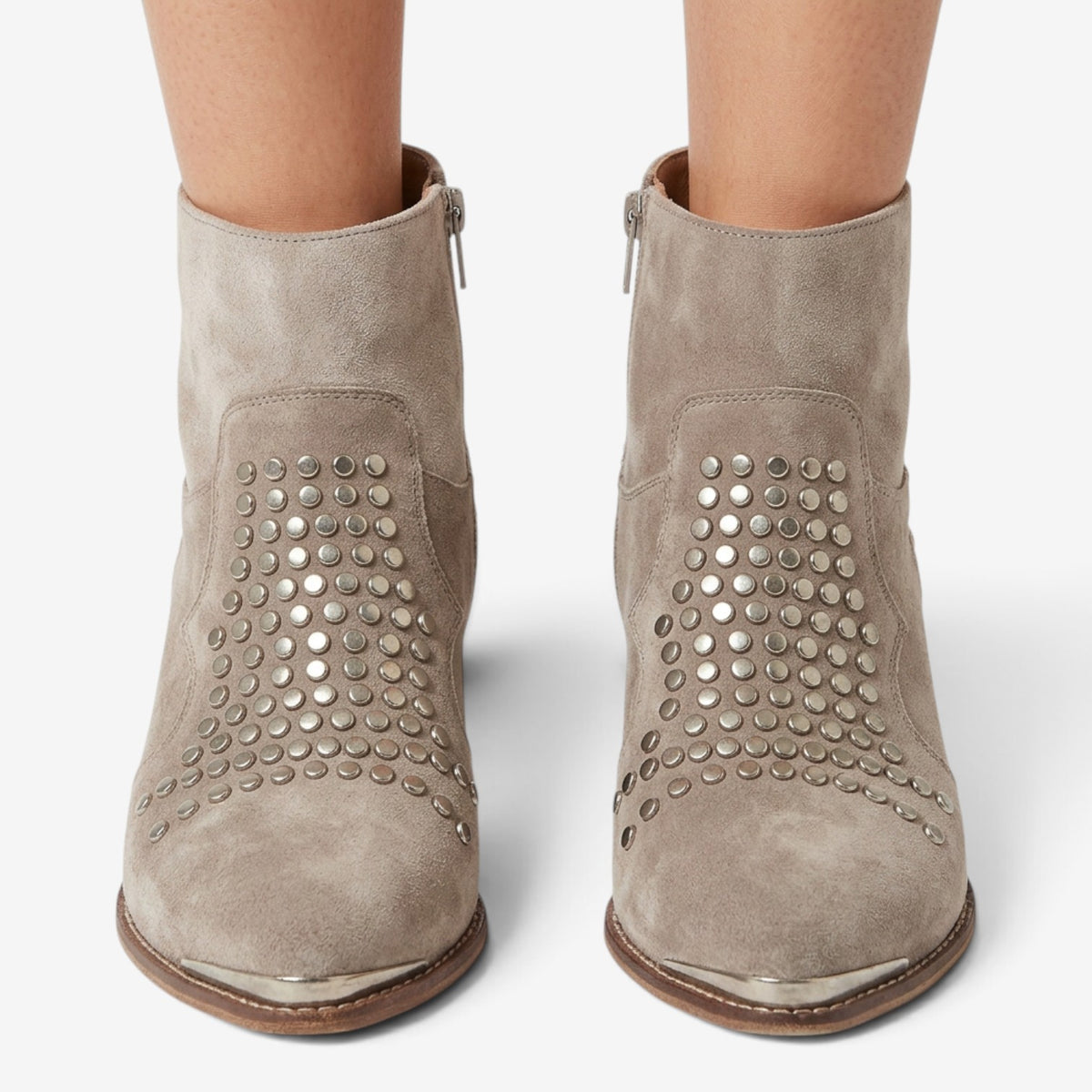 Botines Efecto Ante con Tachuelas para Mujer