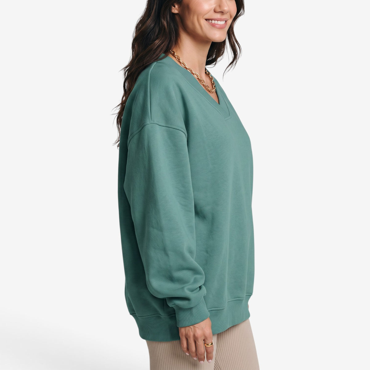 Sudadera Oversize con Cuello de Pico para Mujer