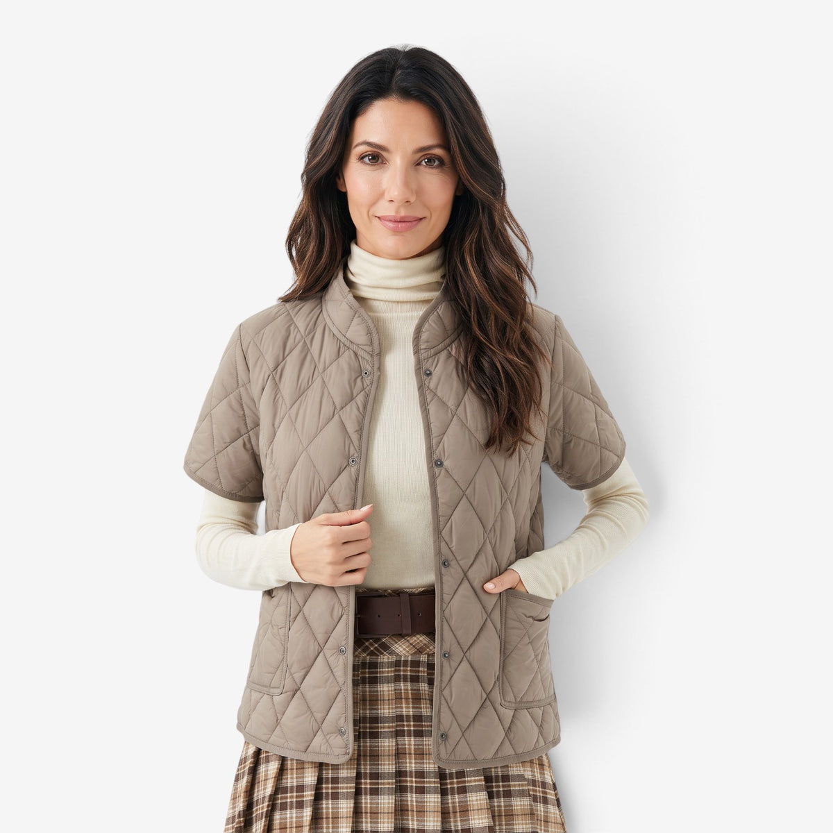 Chaqueta Acolchada de Manga Corta para Mujer