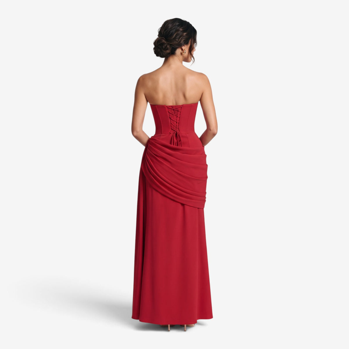 Vestido Largo Ajustado con Escote Drapeado para Mujer