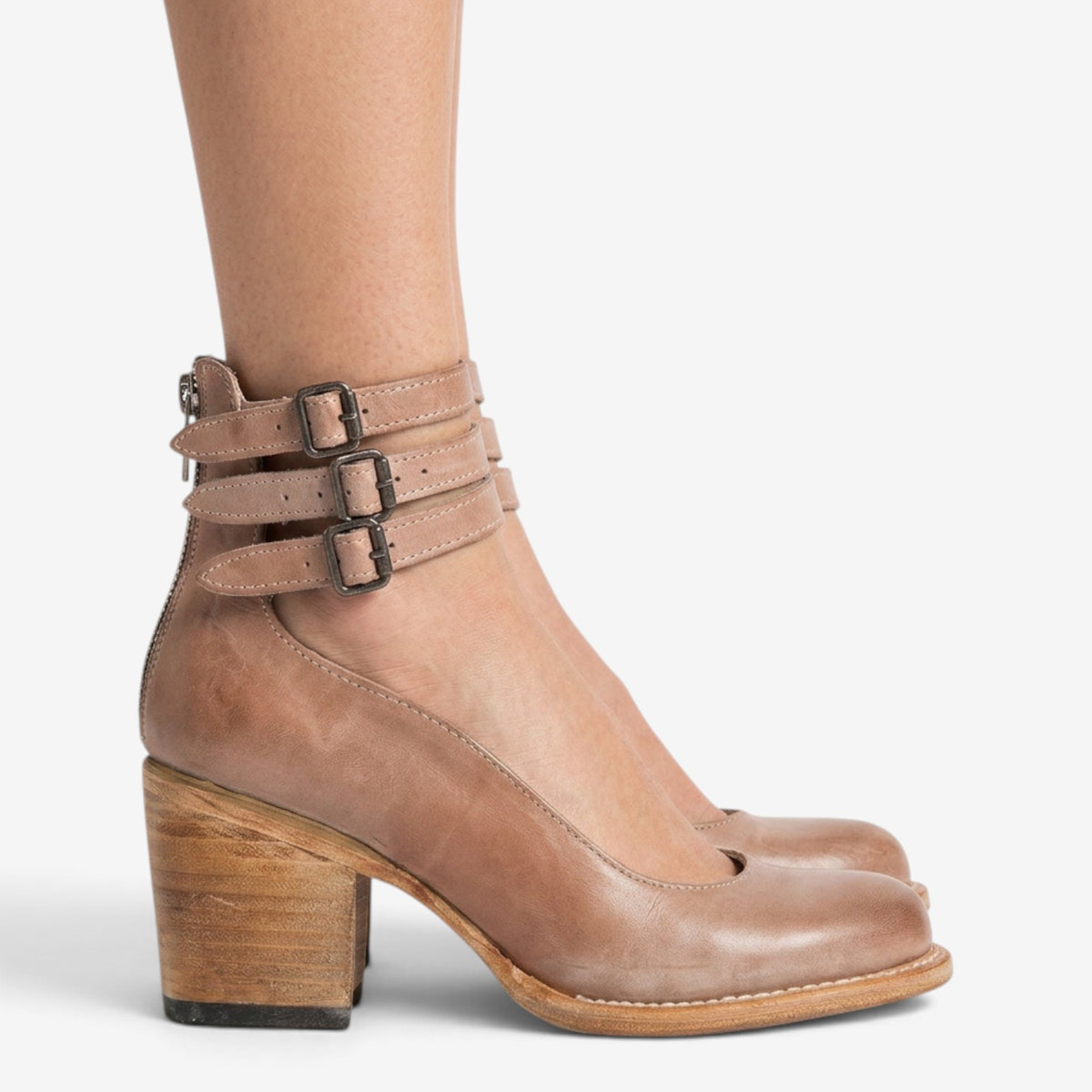 Zapatos de Tacón con Triple Hebilla para Mujer