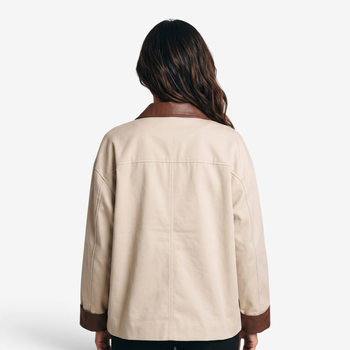 Chaqueta con Cuello en Contraste para Mujer