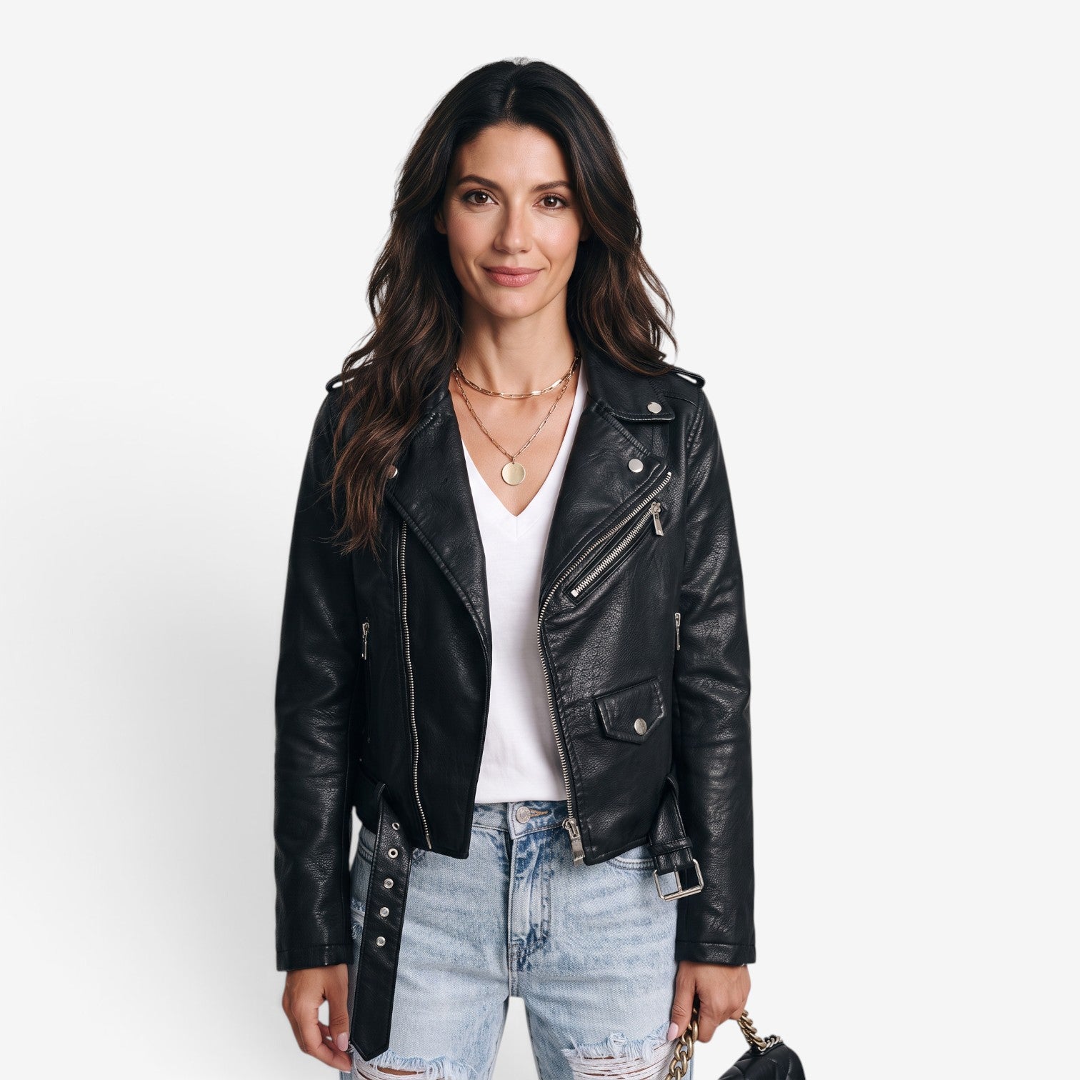 Chaqueta Biker con Cremallera para Mujer
