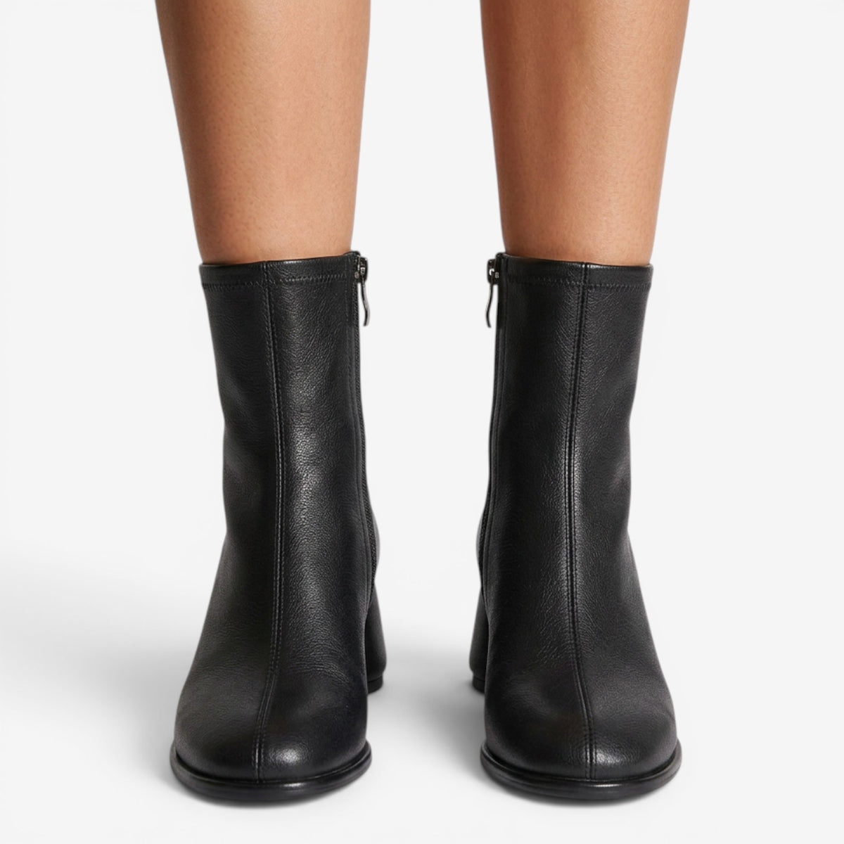 Botines de Piel con Tacón Medio
