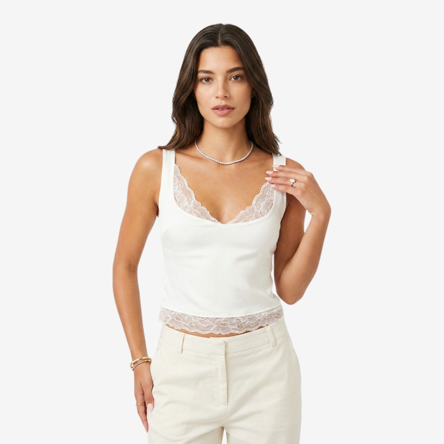 Top con Encaje y Volantes para Mujer