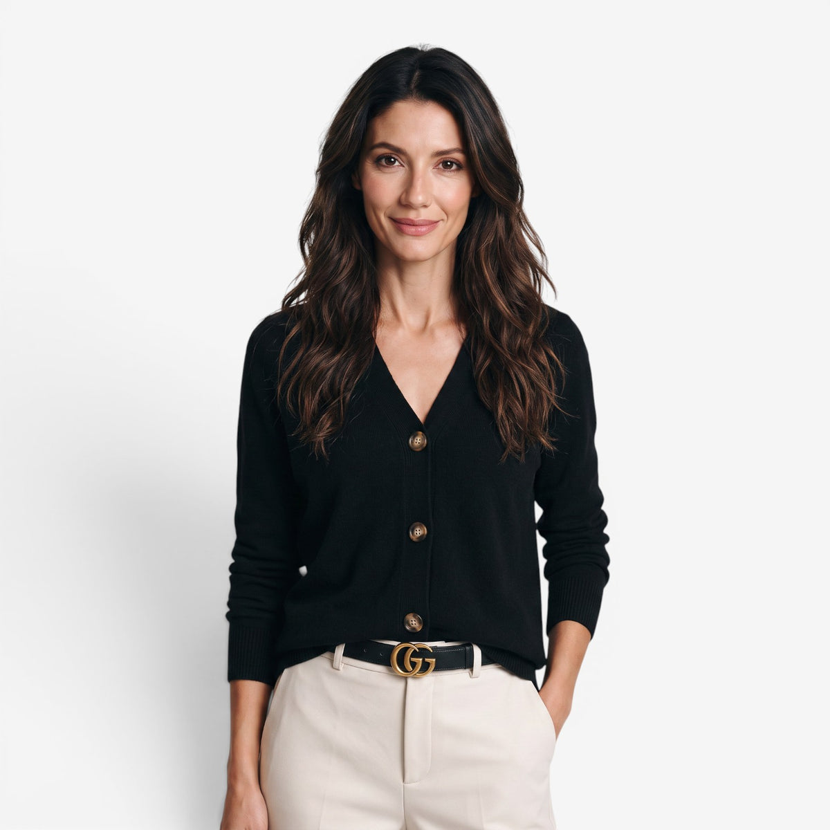 Cárdigan de Punto con Cuello Alto para Mujer