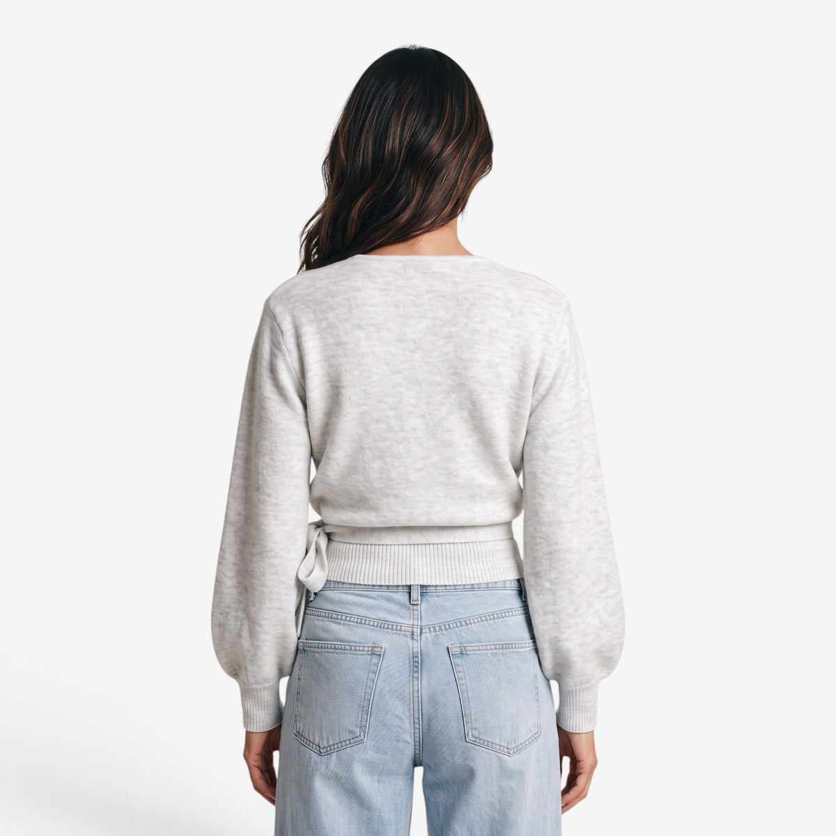 Jersey Cruzado de Punto con Lazo para Mujer