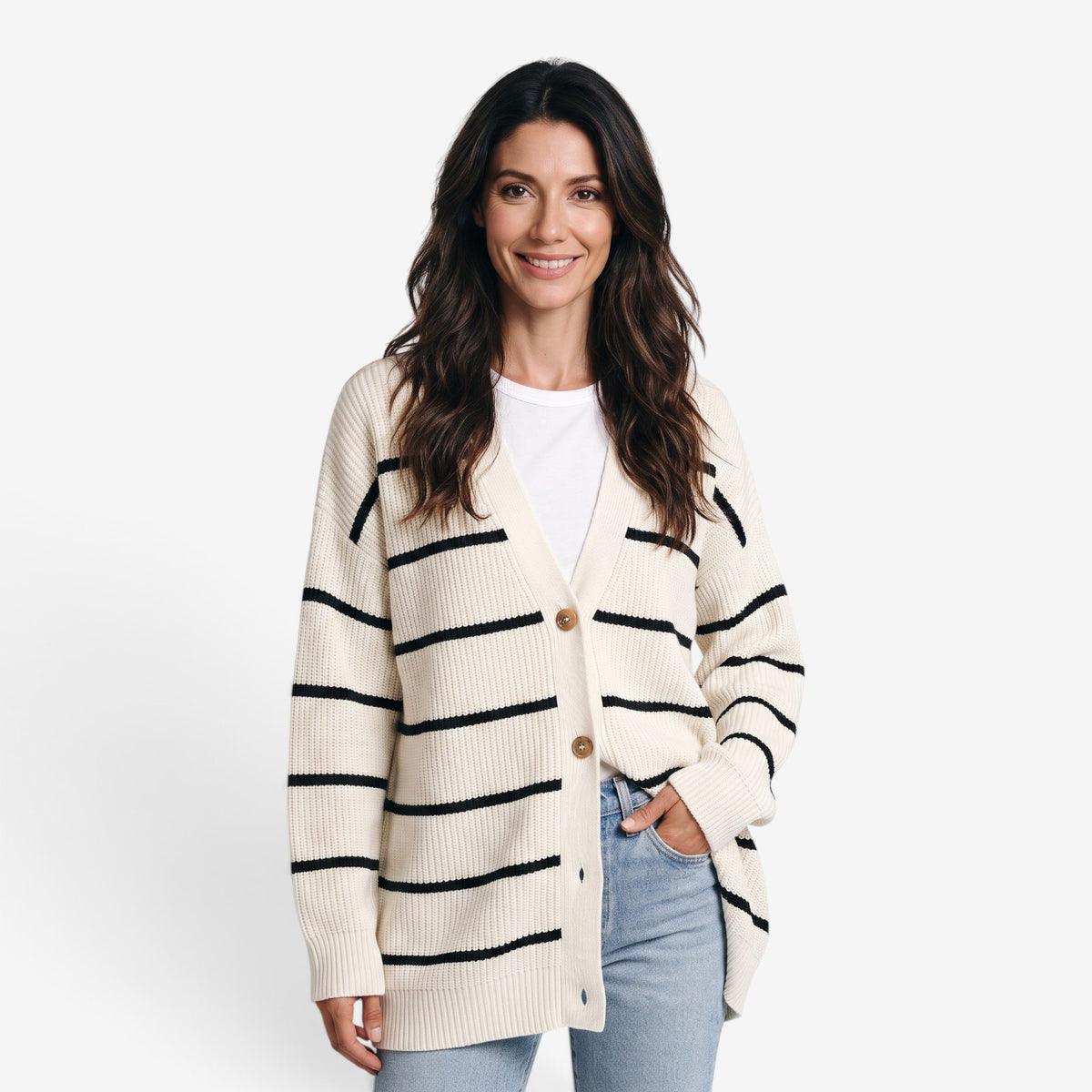 Cárdigan Oversize de Punto con Botones para Mujer