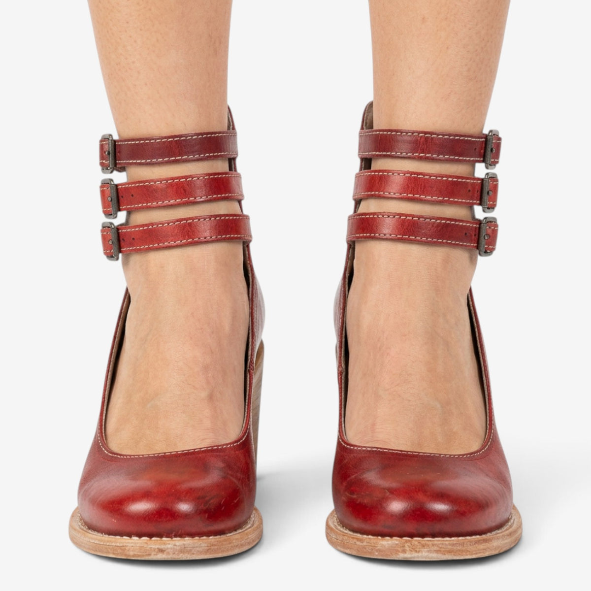 Zapatos de Tacón con Triple Hebilla para Mujer