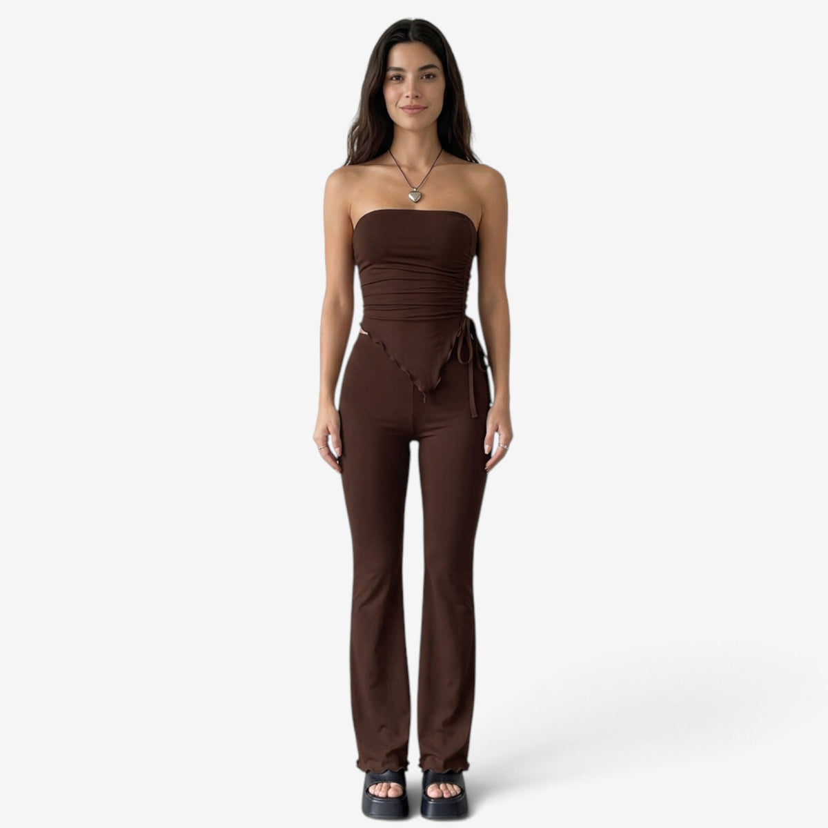 Conjunto Bandeau con Pantalón Acampanado para Mujer
