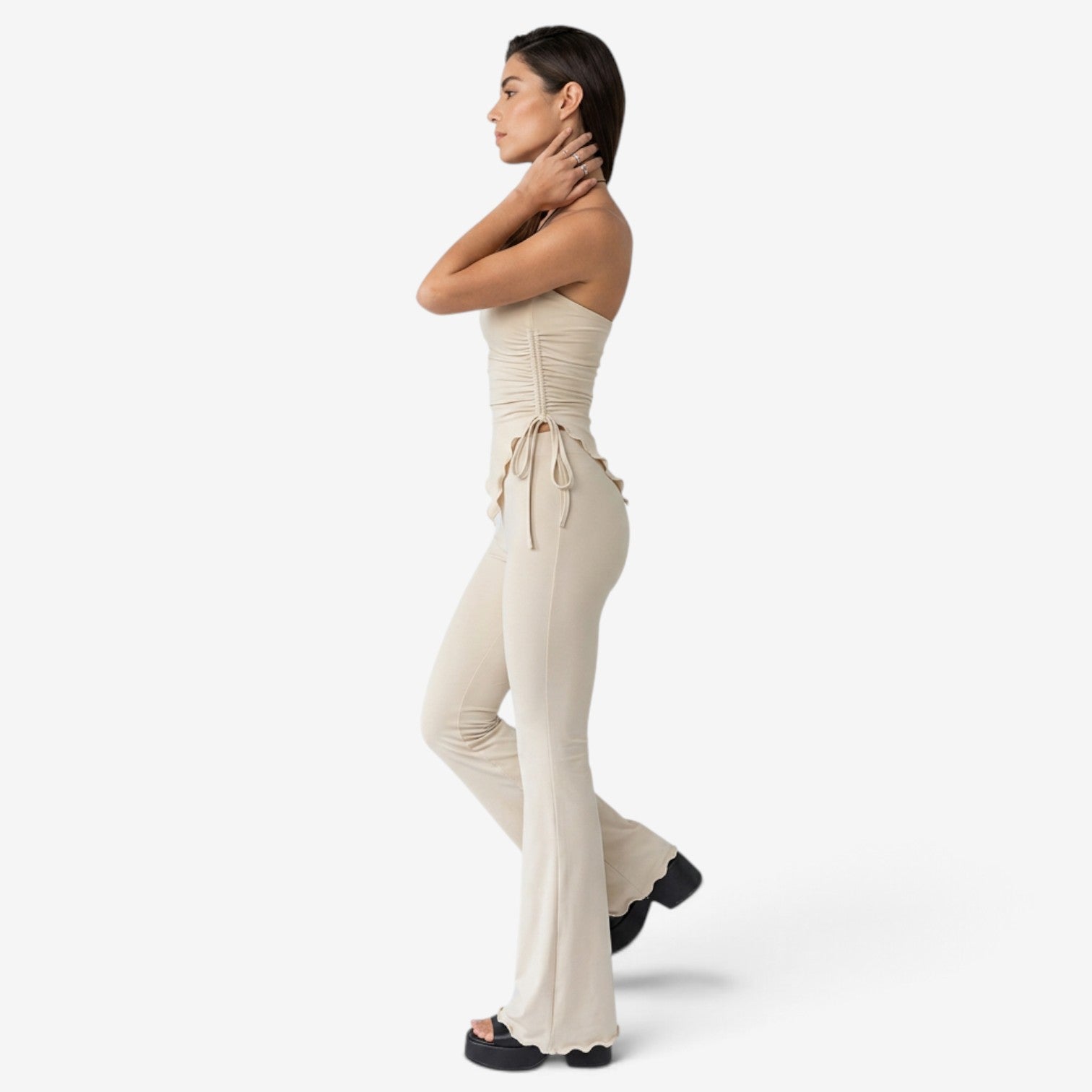 Conjunto Bandeau con Pantalón Acampanado para Mujer